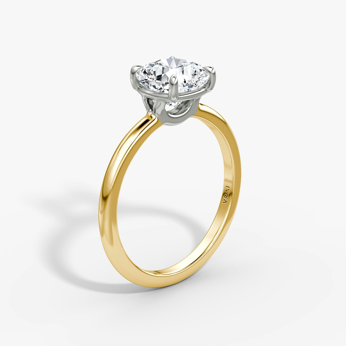 The Signature | Pavé Cushion | 18k | 18k Yellow Gold and Platinum | Band: Plain | Band width: Standard | Setting style: Plain | Diamond orientation: vertical | Carat weight: See full inventory