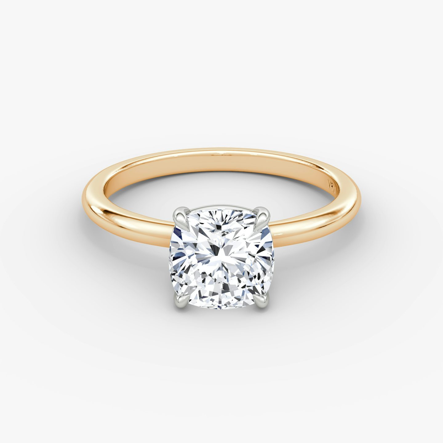 The Signature | Pavé Cushion | 14k | 14k Rose Gold and Platinum | Band: Plain | Band width: Standard | Setting style: Plain | Diamond orientation: vertical | Carat weight: See full inventory