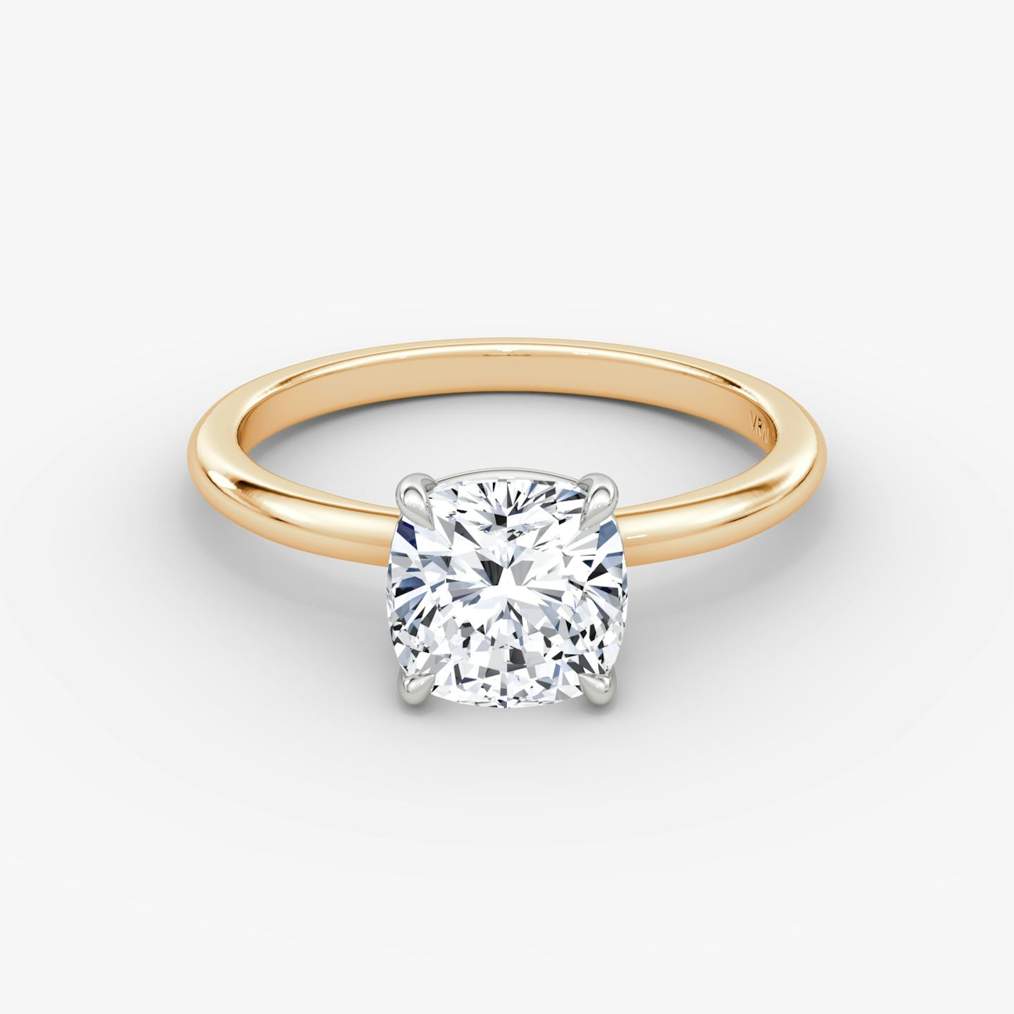 The Signature | Pavé Cushion | 14k | 14k Rose Gold and Platinum | Band width: Standard | Band: Plain | Setting style: Plain | Diamond orientation: vertical | Carat weight: See full inventory