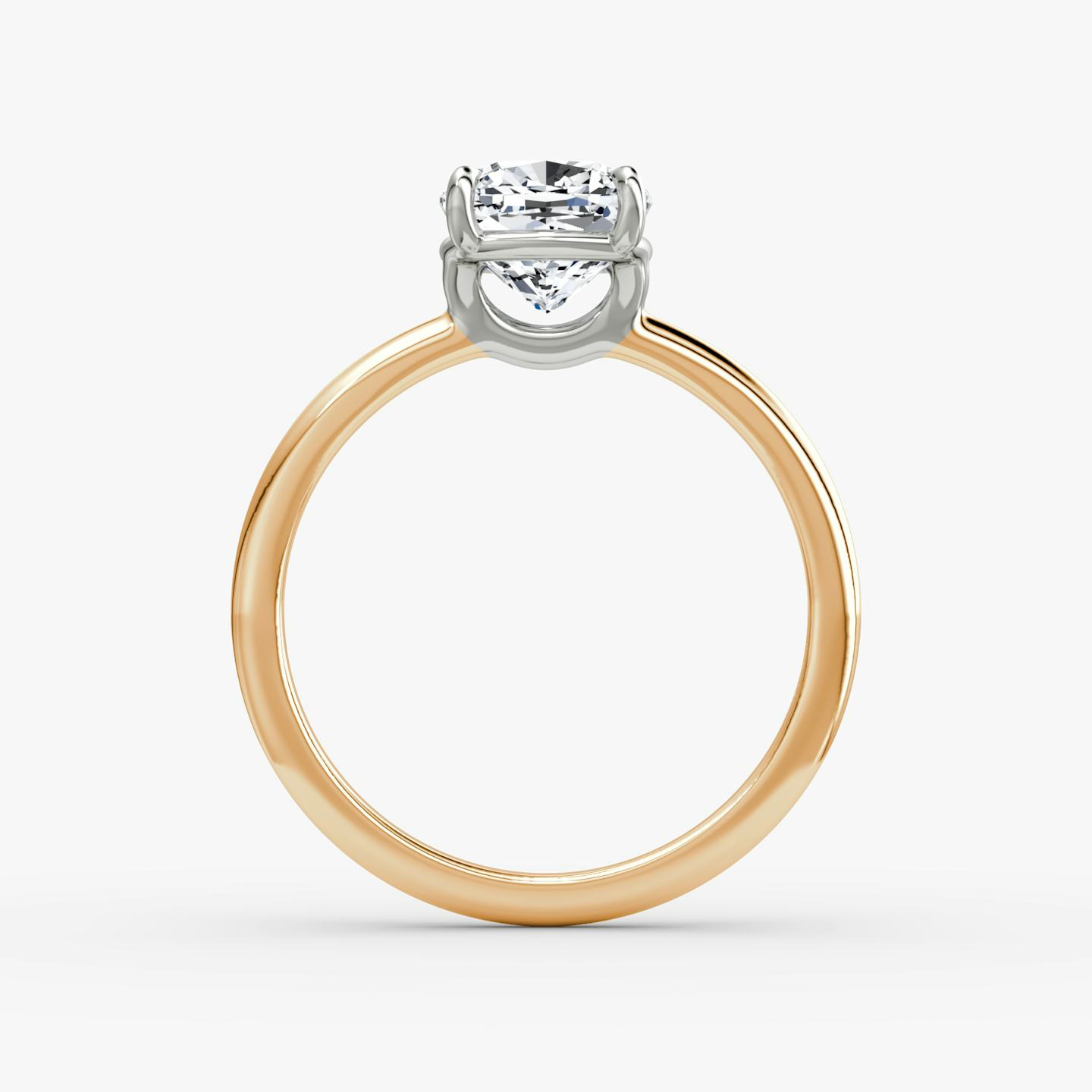 The Signature | Pavé Cushion | 14k | 14k Rose Gold and Platinum | Band width: Standard | Band: Plain | Setting style: Plain | Diamond orientation: vertical | Carat weight: See full inventory
