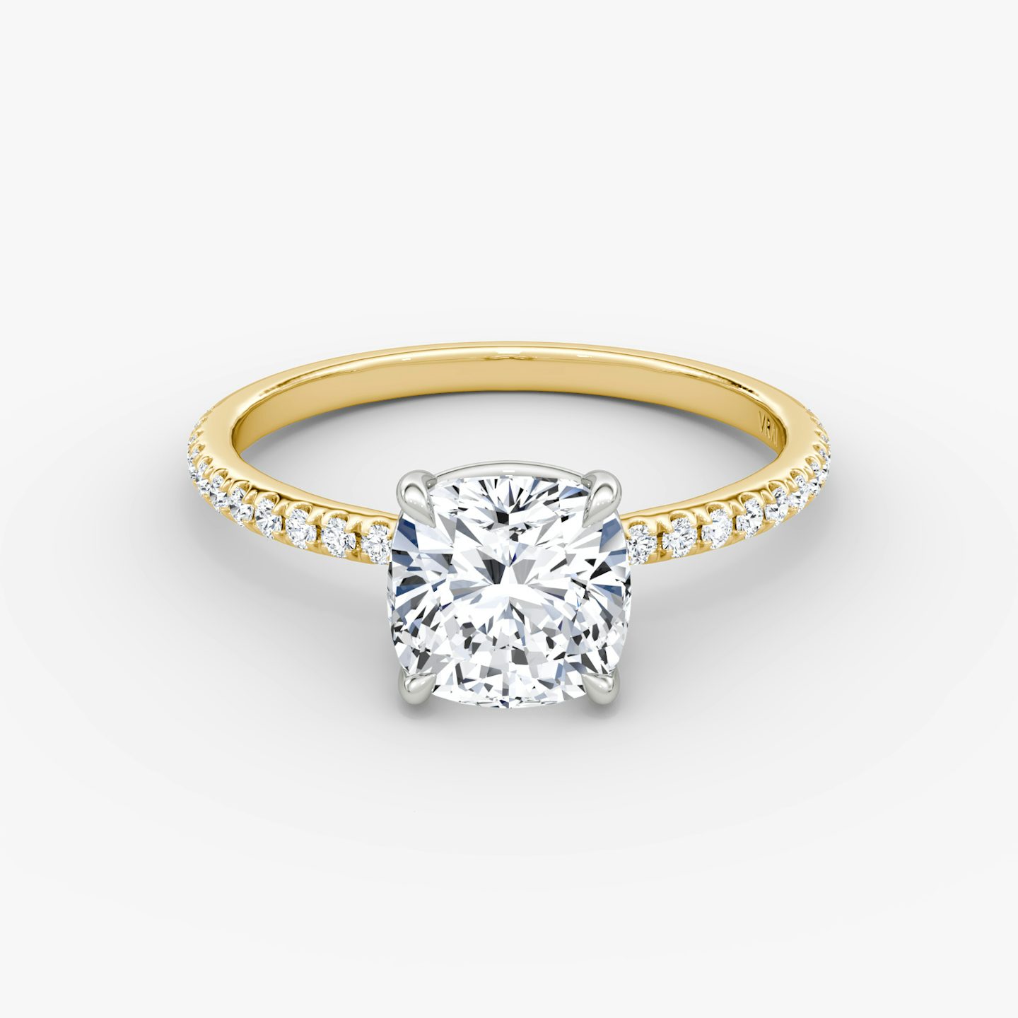 The Signature | Pavé Cushion | 18k | 18k Yellow Gold and Platinum | Band: Pavé | Band width: Standard | Setting style: Plain | Diamond orientation: vertical | Carat weight: See full inventory