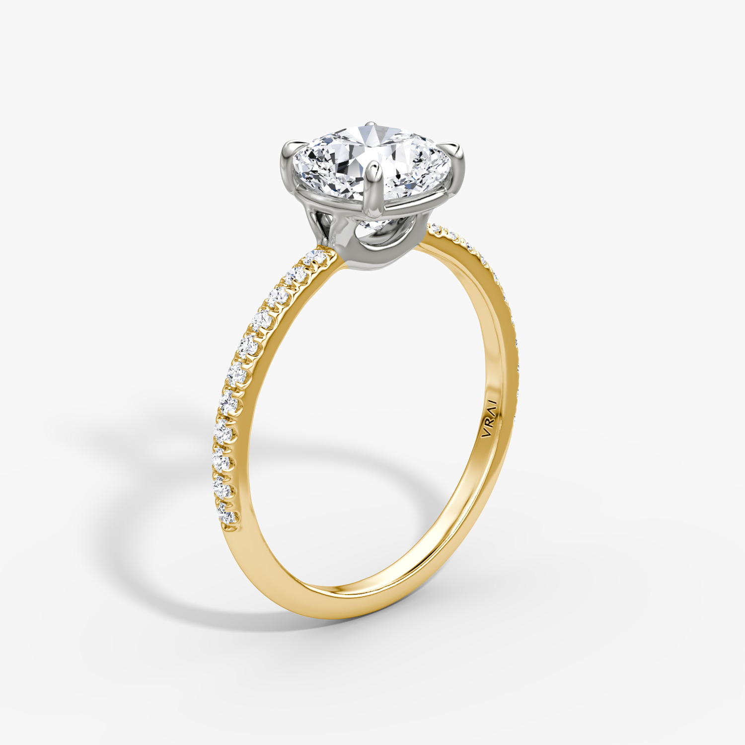 Signature Cushion Engagement Ring | 18k Yellow Gold and Platinum