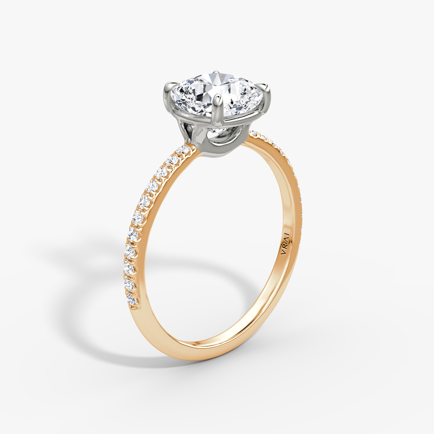 Signature Cushion Engagement Ring | 14k Rose Gold and Platinum