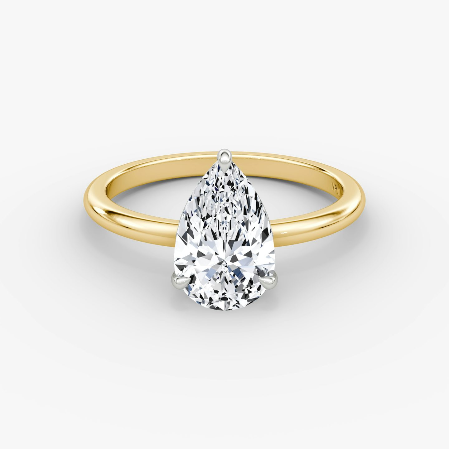 The Signature | Pear | 18k | 18k Yellow Gold and Platinum | Band: Plain | Band width: Standard | Setting style: Plain | Diamond orientation: vertical | Carat weight: See full inventory