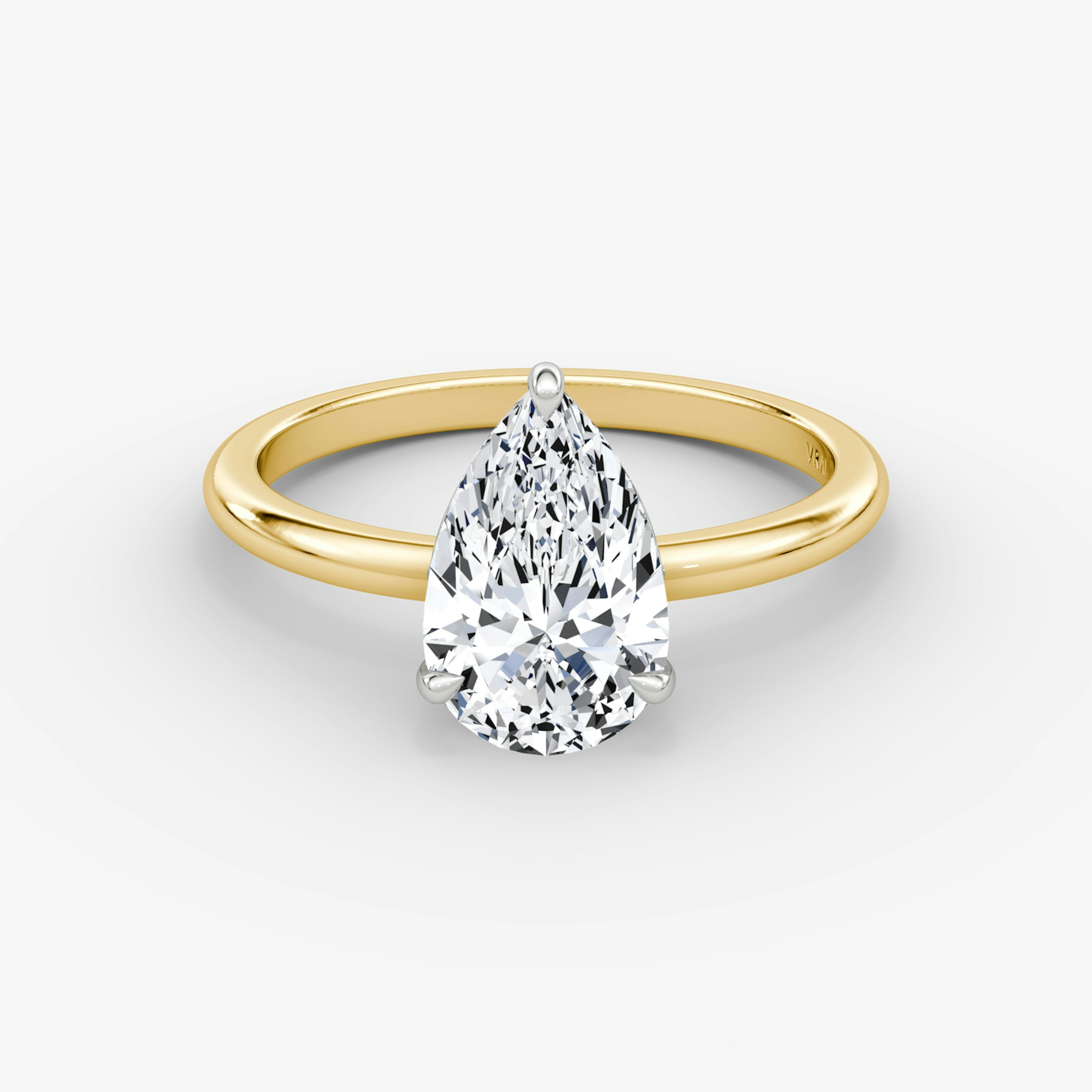 The Signature | Pear | 18k | 18k Yellow Gold and Platinum | Band width: Standard | Band: Plain | Setting style: Plain | Diamond orientation: vertical | Carat weight: See full inventory