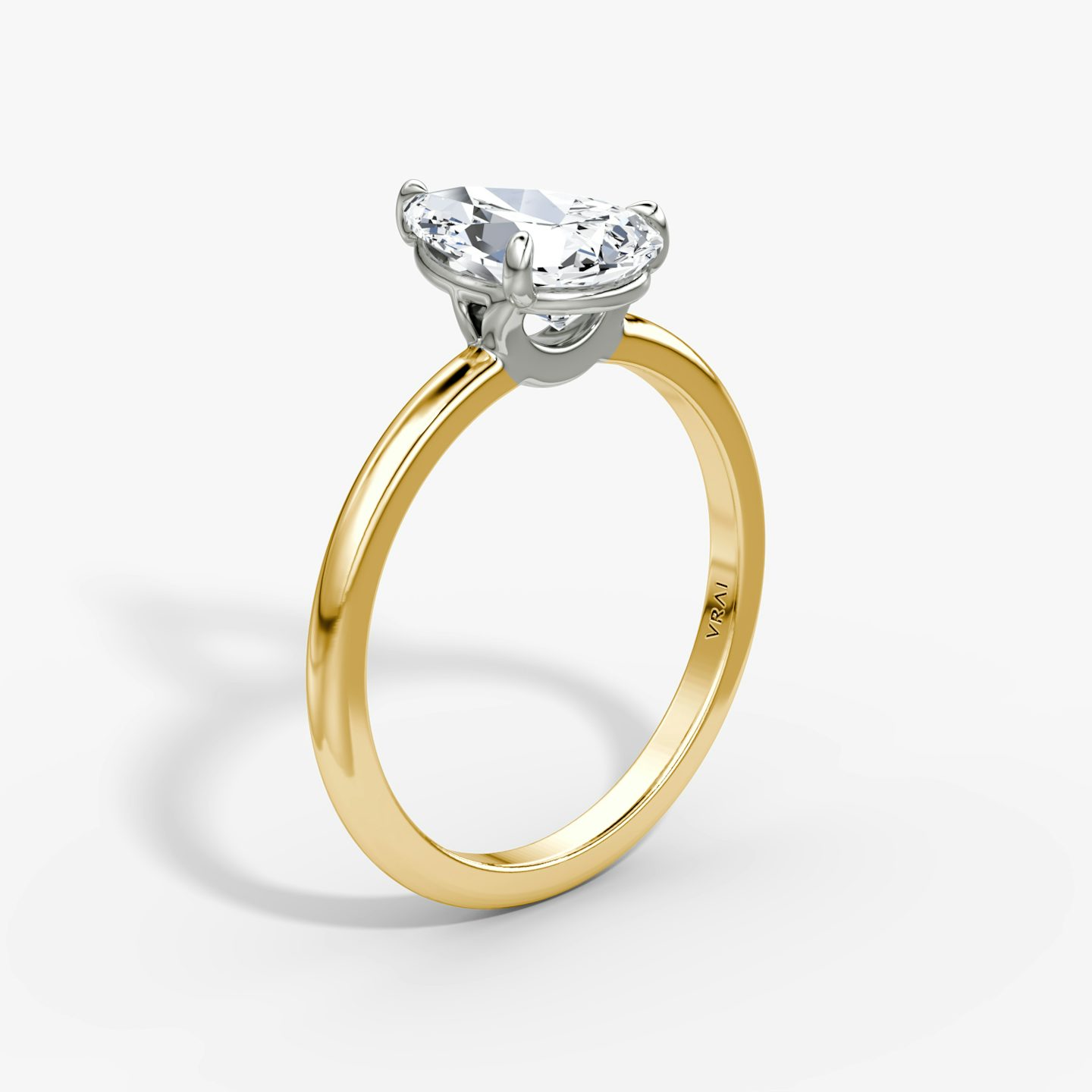 The Signature | Pear | 18k | 18k Yellow Gold and Platinum | Band: Plain | Band width: Standard | Setting style: Plain | Diamond orientation: vertical | Carat weight: See full inventory