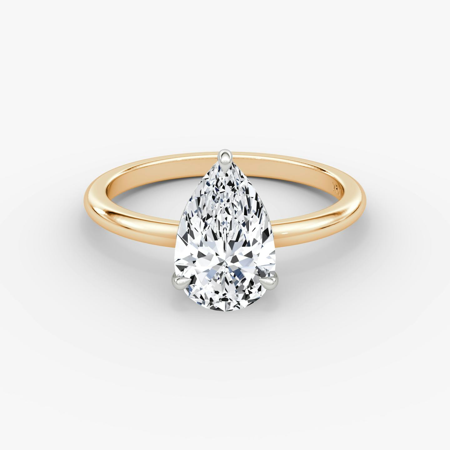 The Signature | Pear | 14k | 14k Rose Gold and Platinum | Band width: Standard | Band: Plain | Setting style: Plain | Diamond orientation: vertical | Carat weight: See full inventory