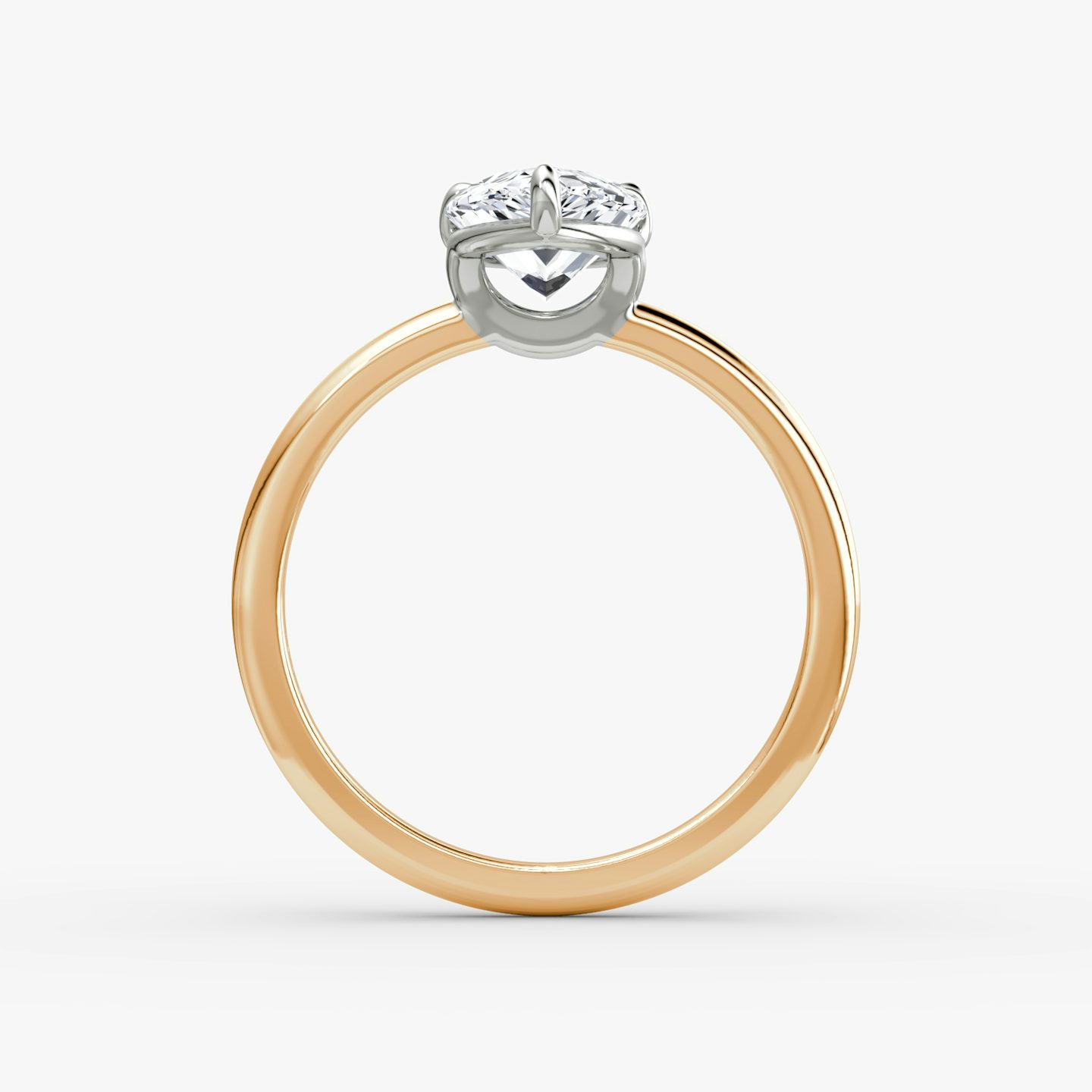 The Signature | Pear | 14k | 14k Rose Gold and Platinum | Band: Plain | Band width: Standard | Setting style: Plain | Diamond orientation: vertical | Carat weight: See full inventory
