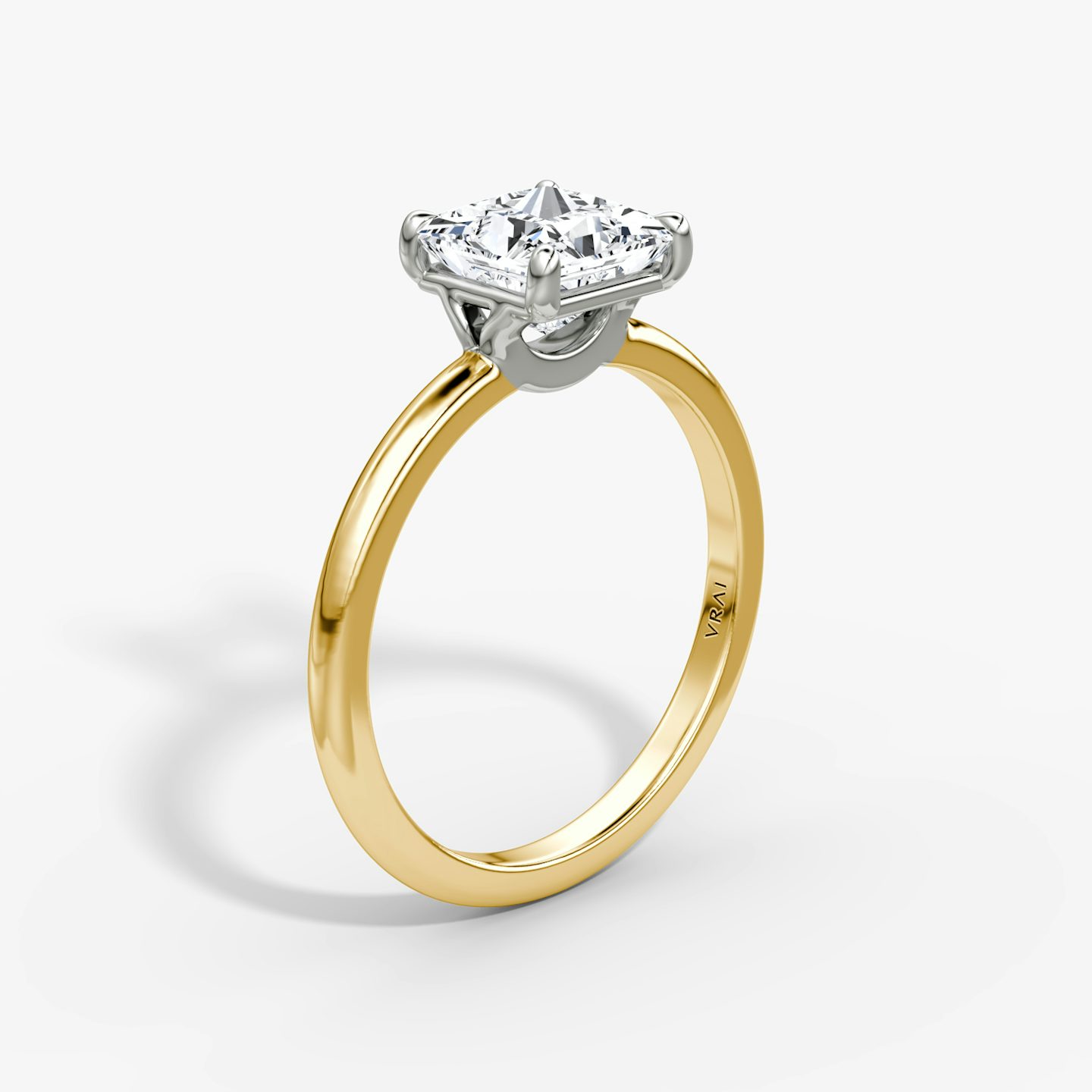 The Signature | Princess | 18k | 18k Yellow Gold and Platinum | Band: Plain | Band width: Standard | Setting style: Plain | Diamond orientation: vertical | Carat weight: See full inventory
