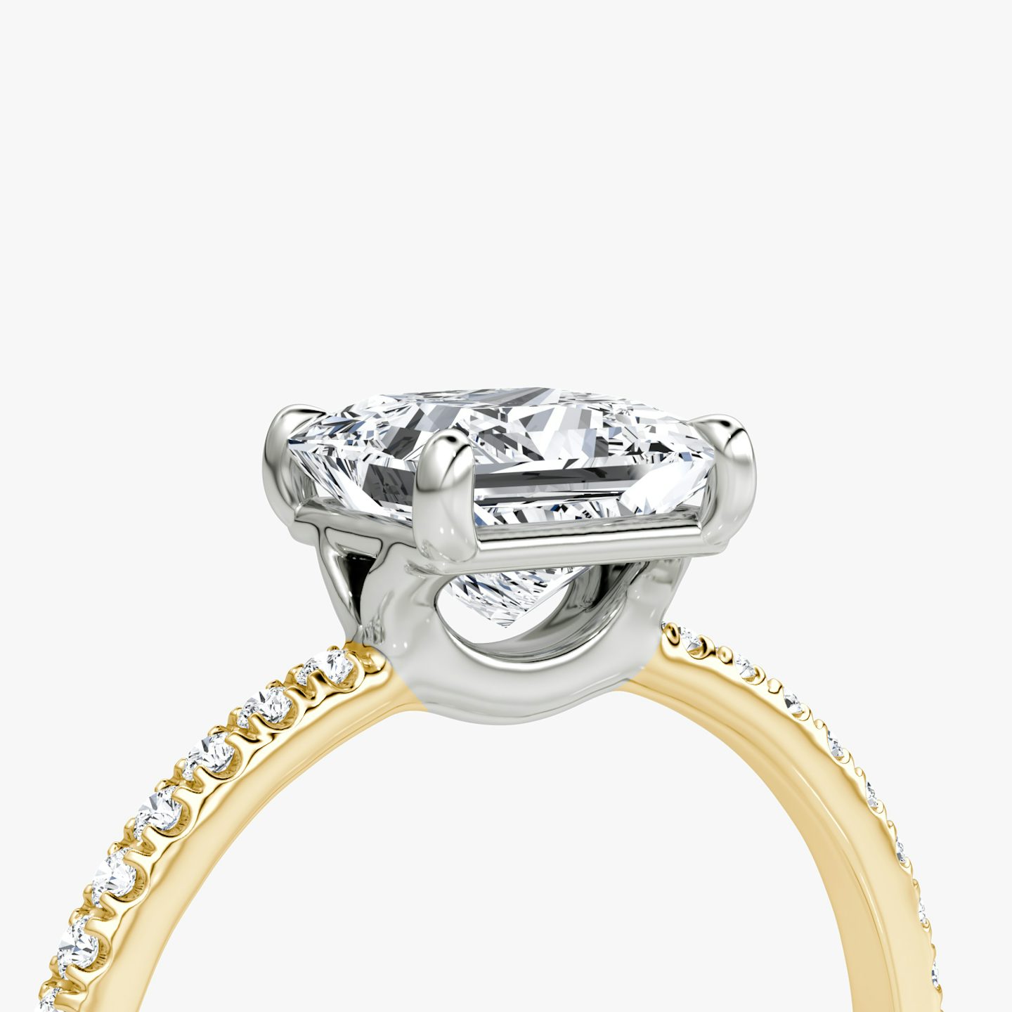 The Signature | Princess | 18k | 18k Yellow Gold and Platinum | Band width: Standard | Band: Pavé | Setting style: Plain | Diamond orientation: vertical | Carat weight: See full inventory
