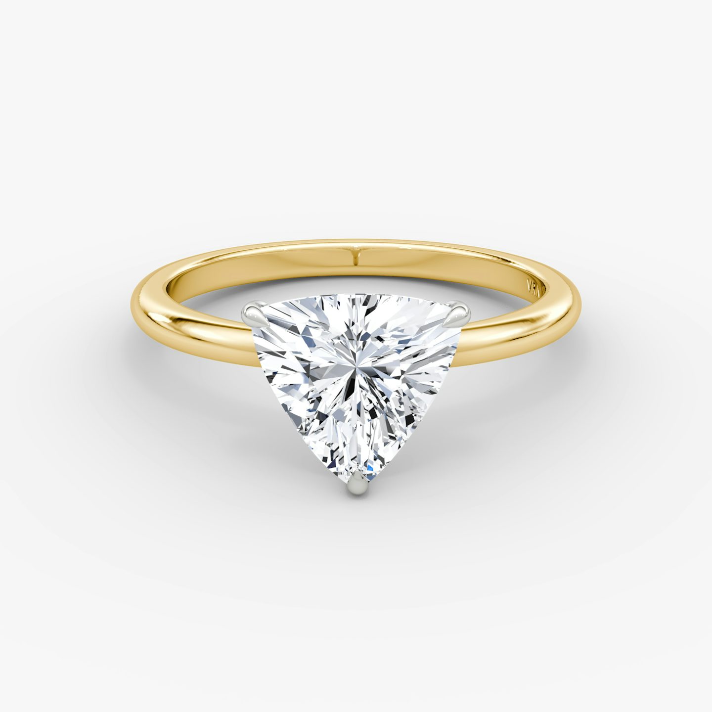The Signature | Trillion | 18k | 18k Yellow Gold and Platinum | Band: Plain | Band width: Standard | Setting style: Plain | Diamond orientation: vertical | Carat weight: See full inventory