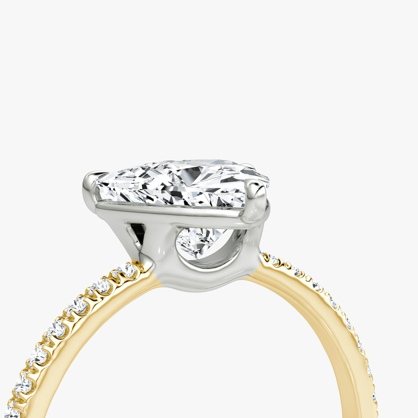 The Signature | Trillion | 18k | 18k Yellow Gold and Platinum | Band width: Standard | Band: Pavé | Setting style: Plain | Diamond orientation: Horizontal | Carat weight: See full inventory