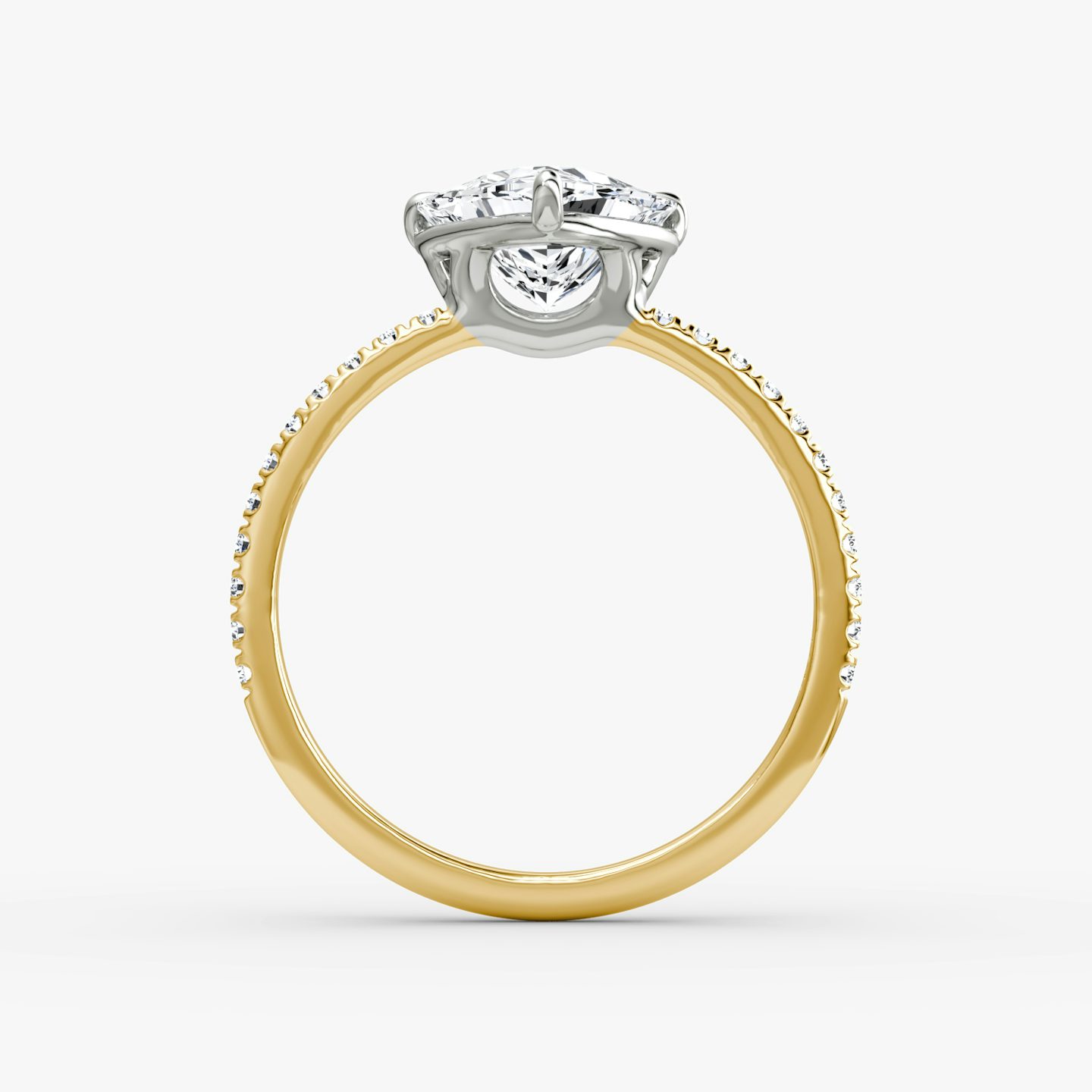The Signature | Trillion | 18k | 18k Yellow Gold and Platinum | Band width: Standard | Band: Pavé | Setting style: Plain | Diamond orientation: vertical | Carat weight: See full inventory