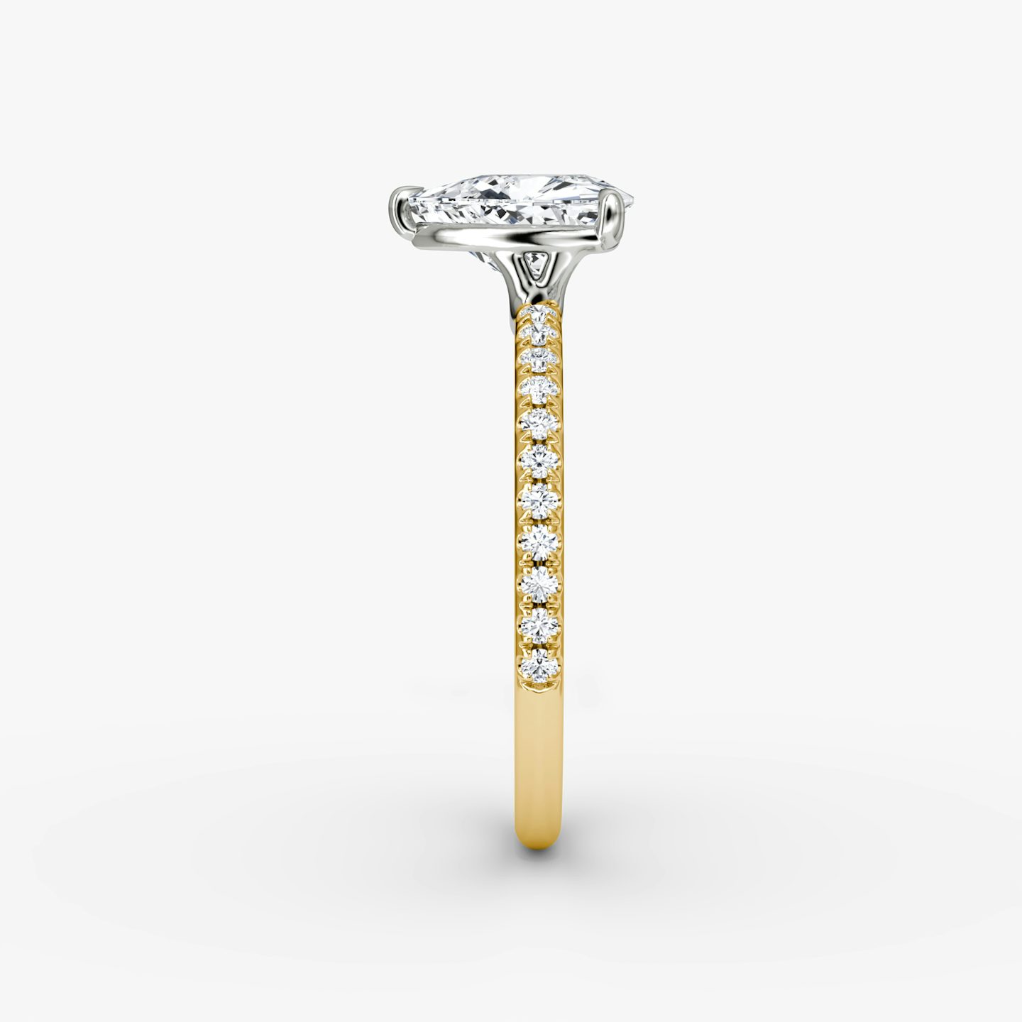 The Signature | Trillion | 18k | 18k Yellow Gold and Platinum | Band: Pavé | Band width: Standard | Setting style: Plain | Diamond orientation: vertical | Carat weight: See full inventory