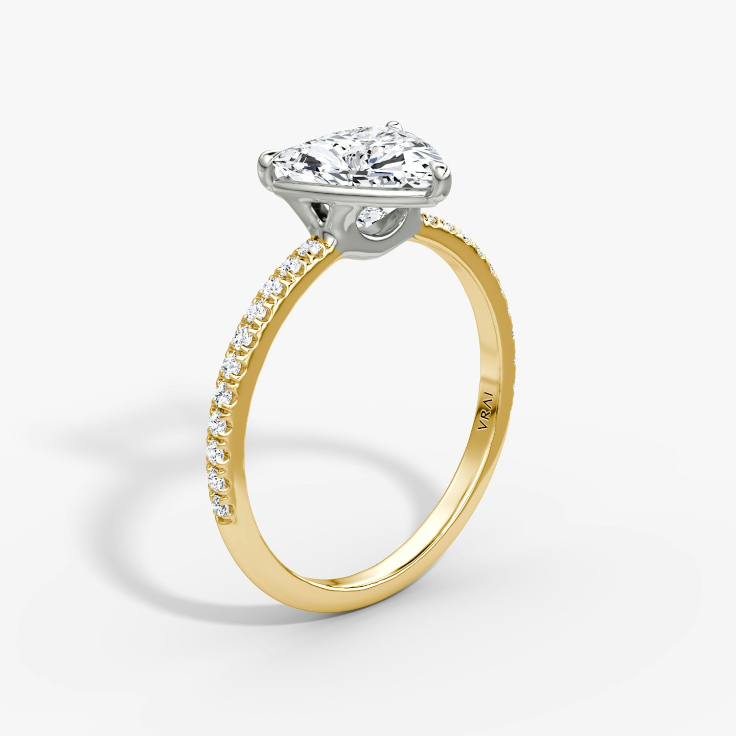 The Signature | Trillion | 18k | 18k Yellow Gold and Platinum | Band width: Standard | Band: Pavé | Setting style: Plain | Diamond orientation: vertical | Carat weight: See full inventory