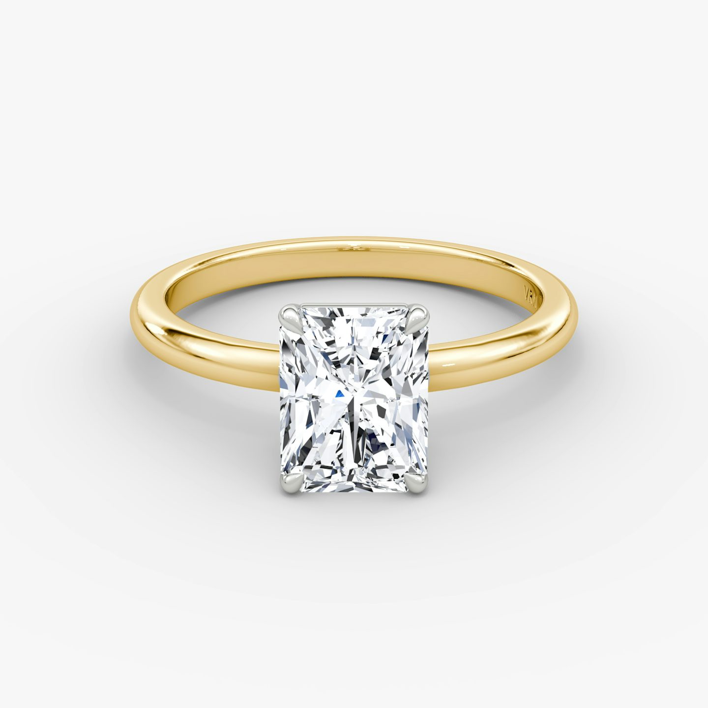 The Signature | Radiant | 18k | 18k Yellow Gold and Platinum | Band: Plain | Band width: Standard | Setting style: Plain | Diamond orientation: vertical | Carat weight: See full inventory