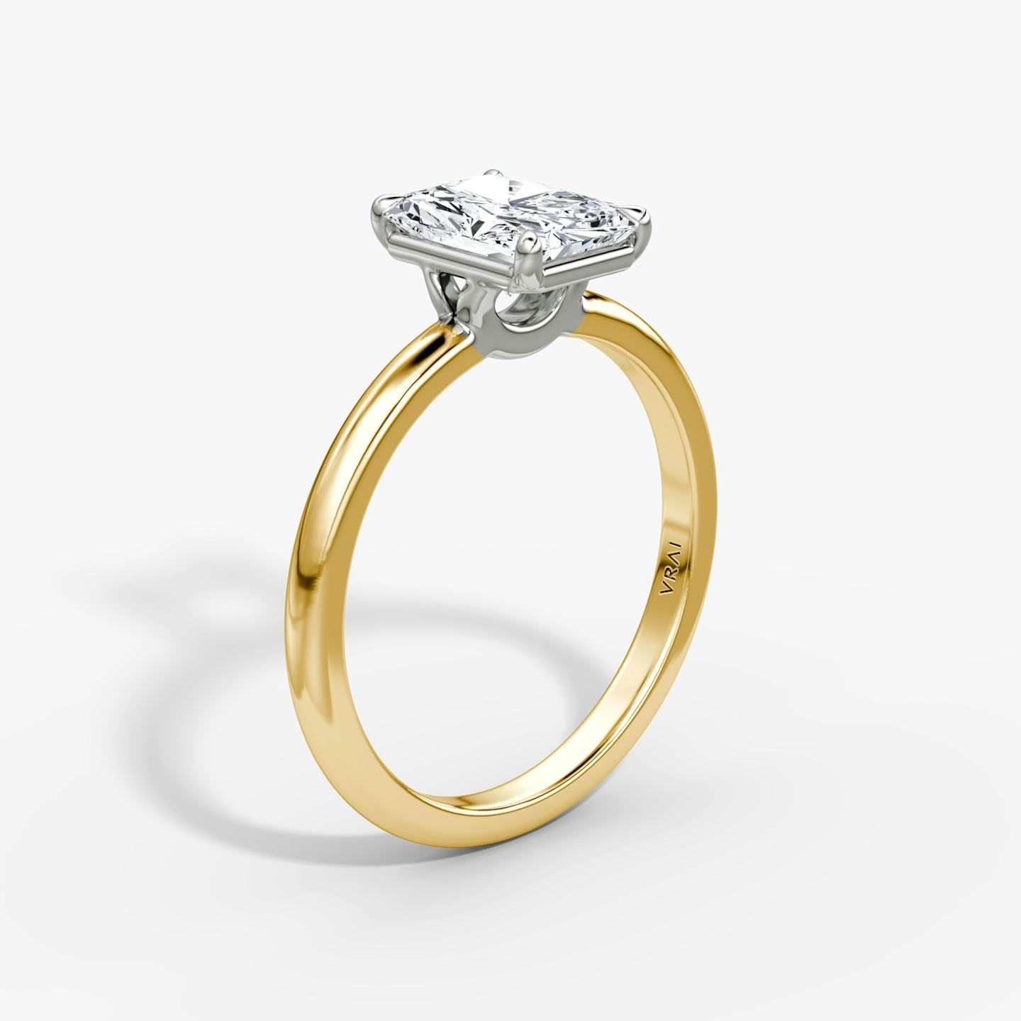 The Signature | Radiant | 18k | 18k Yellow Gold and Platinum | Band width: Standard | Band: Plain | Setting style: Plain | Diamond orientation: vertical | Carat weight: See full inventory