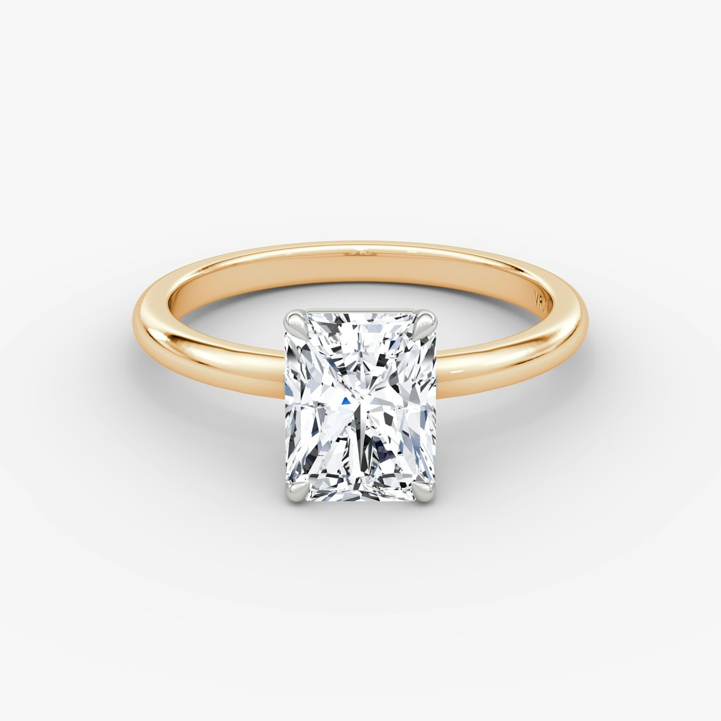 The Signature | Radiant | 14k | 14k Rose Gold and Platinum | Band: Plain | Band width: Standard | Setting style: Plain | Diamond orientation: vertical | Carat weight: See full inventory