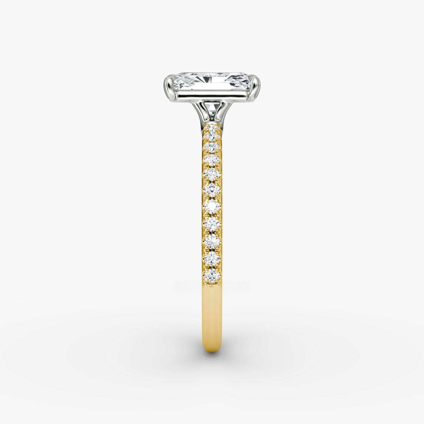 The Signature | Radiant | 18k | 18k Yellow Gold and Platinum | Band: Pavé | Band width: Standard | Setting style: Plain | Diamond orientation: vertical | Carat weight: See full inventory