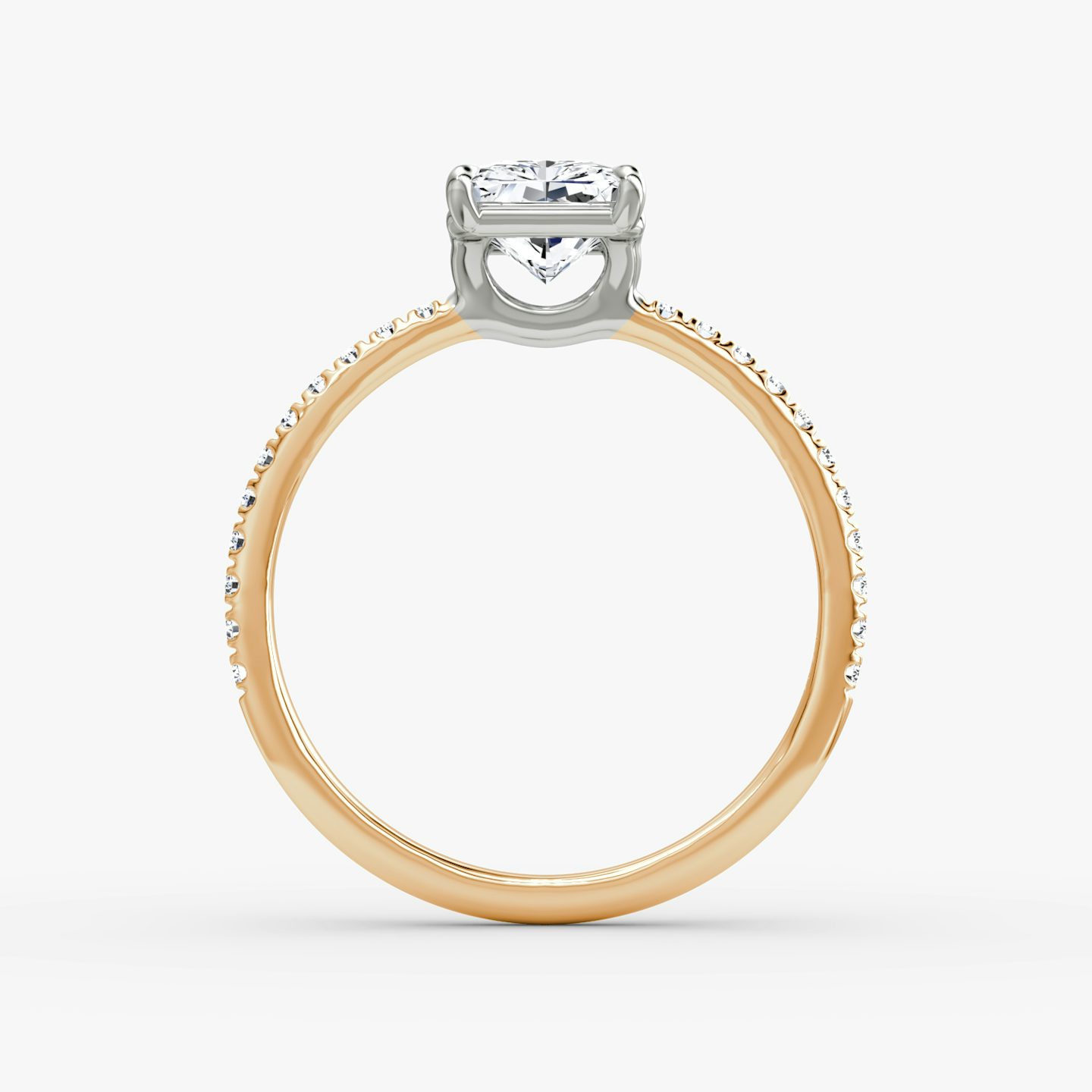 The Signature | Radiant | 14k | 14k Rose Gold and Platinum | Band: Pavé | Band width: Standard | Setting style: Plain | Diamond orientation: vertical | Carat weight: See full inventory