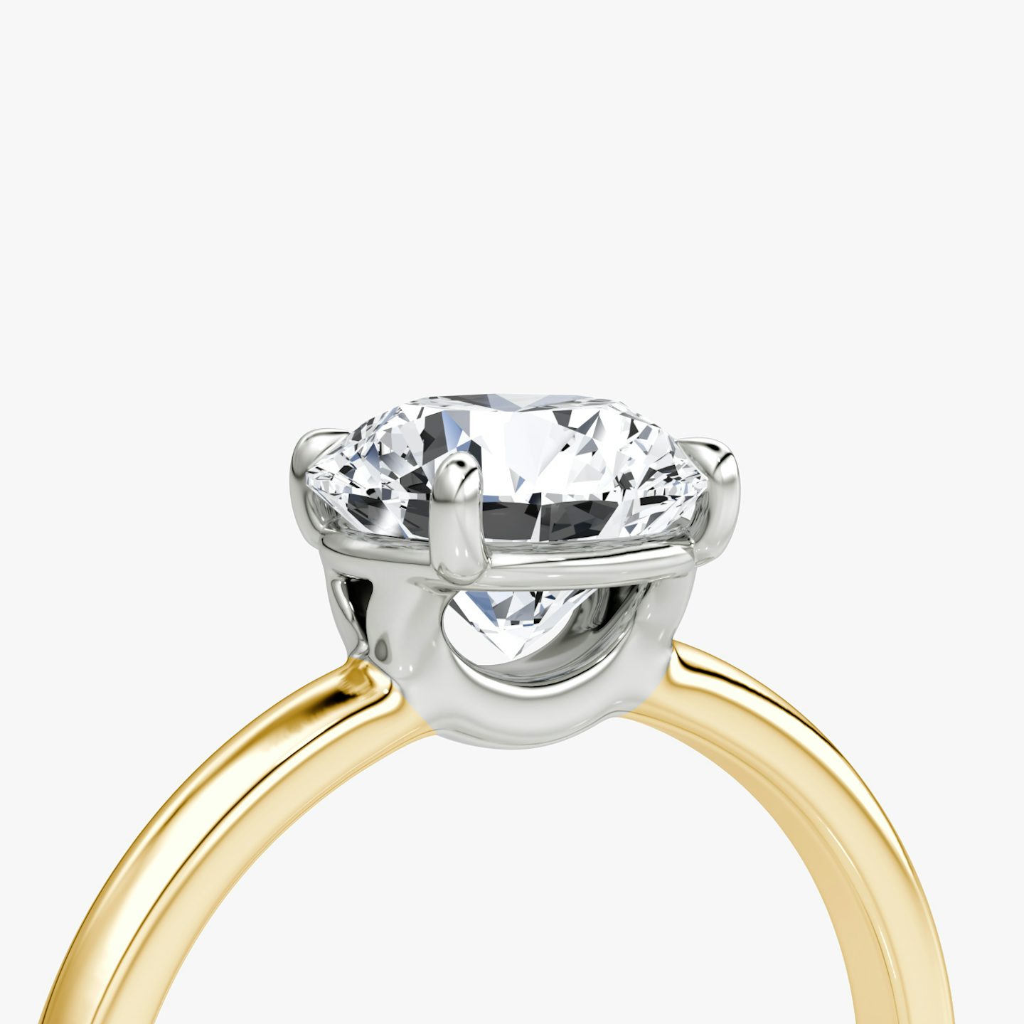 The Signature | Round Brilliant | 18k | 18k Yellow Gold and Platinum | Band width: Standard | Band: Plain | Setting style: Plain | Carat weight: See full inventory | Diamond orientation: Horizontal