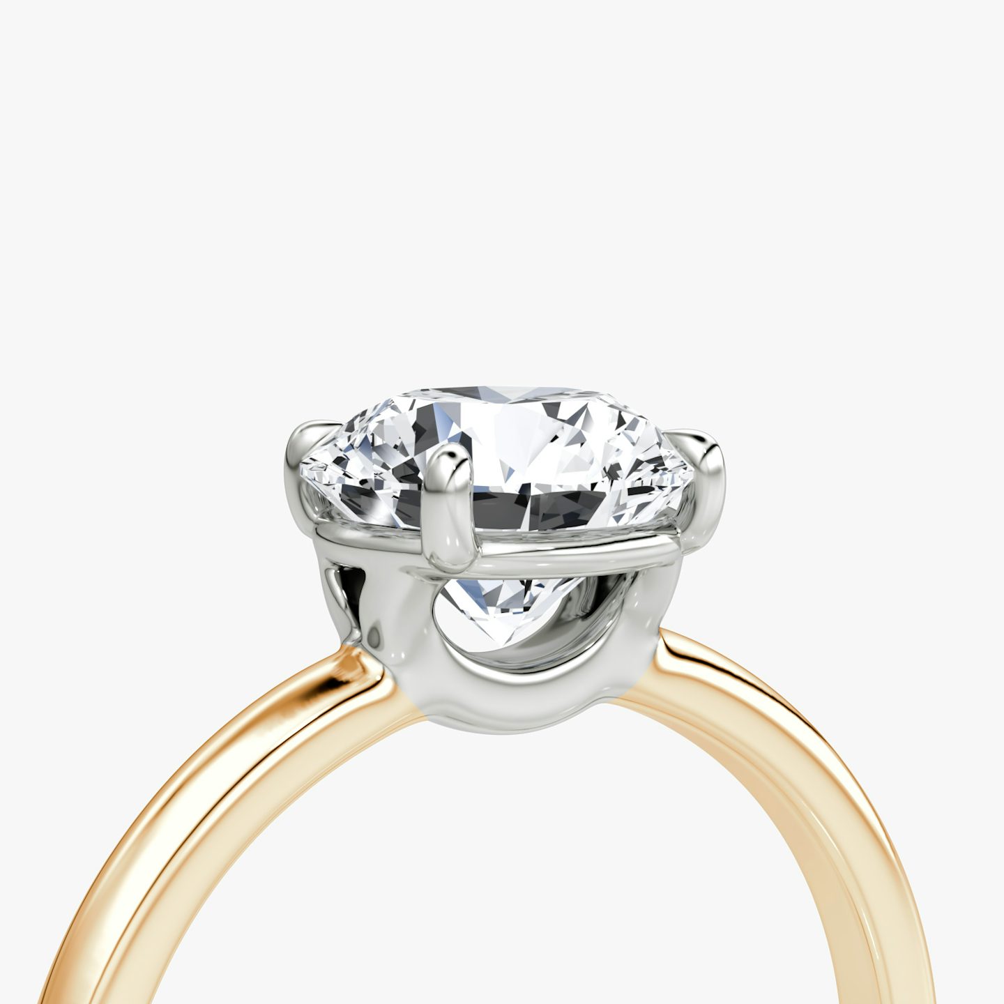 The Signature | Round Brilliant | 14k | 14k Rose Gold and Platinum | Band width: Standard | Band: Plain | Setting style: Plain | Carat weight: See full inventory | Diamond orientation: Horizontal