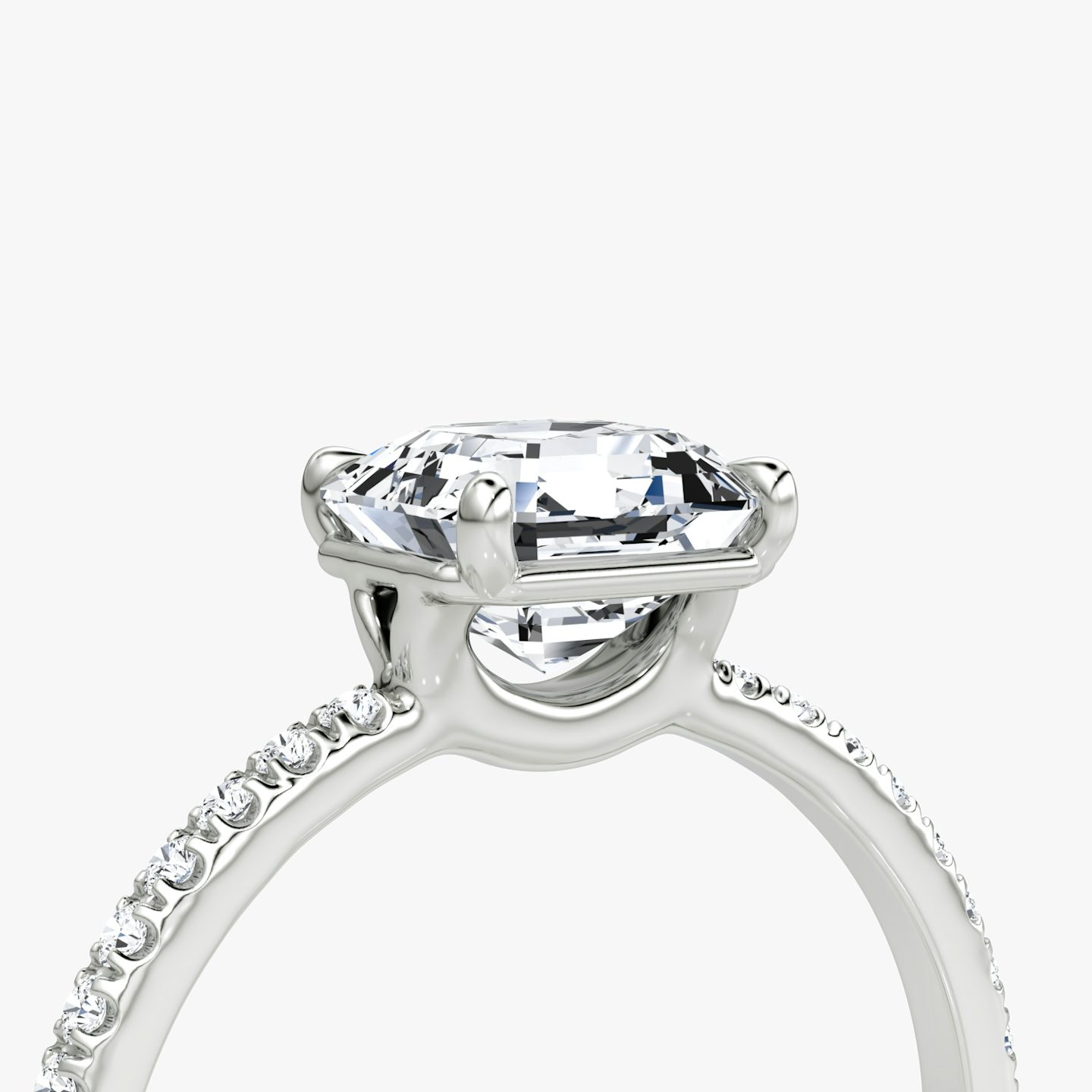 The Signature | Asscher | 18k | 18k White Gold | Band width: Standard | Band: Pavé | Setting style: Plain | Diamond orientation: Horizontal | Carat weight: See full inventory