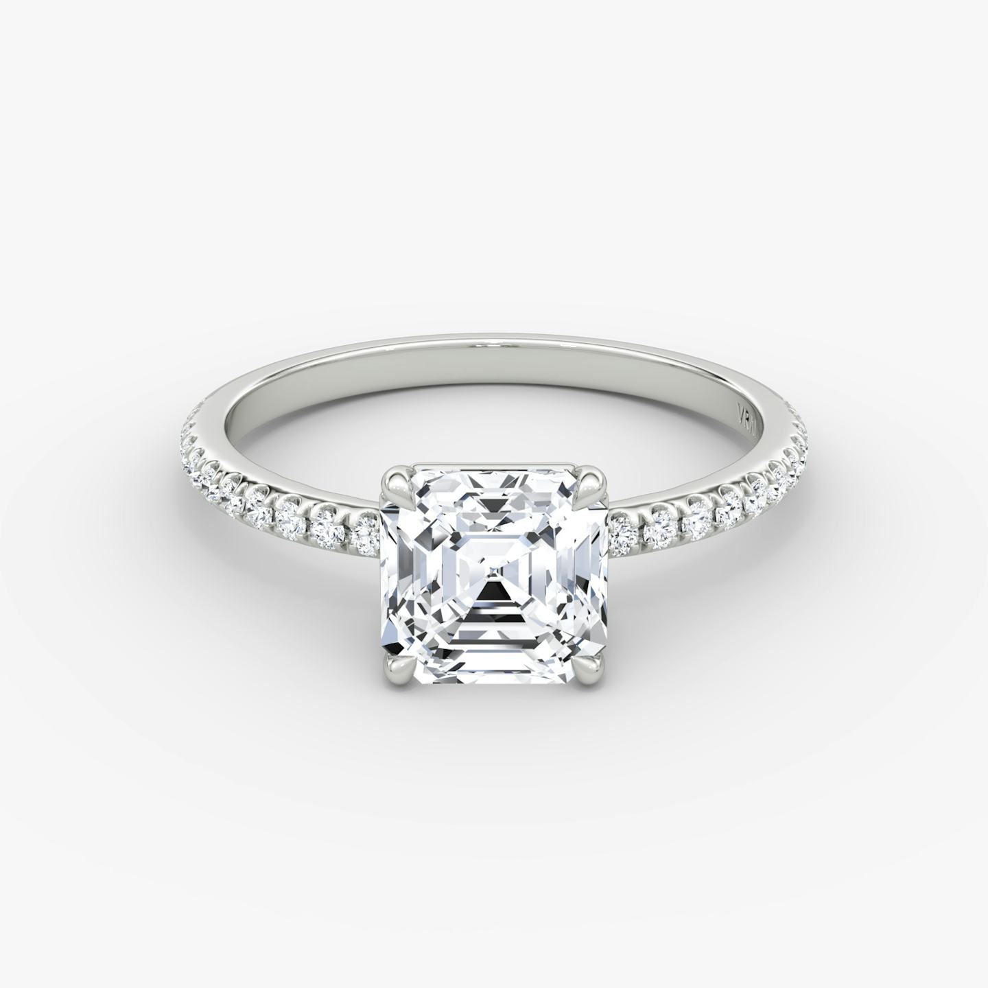 The Signature | Asscher | 18k | 18k White Gold | Band width: Standard | Band: Pavé | Setting style: Plain | Diamond orientation: vertical | Carat weight: See full inventory