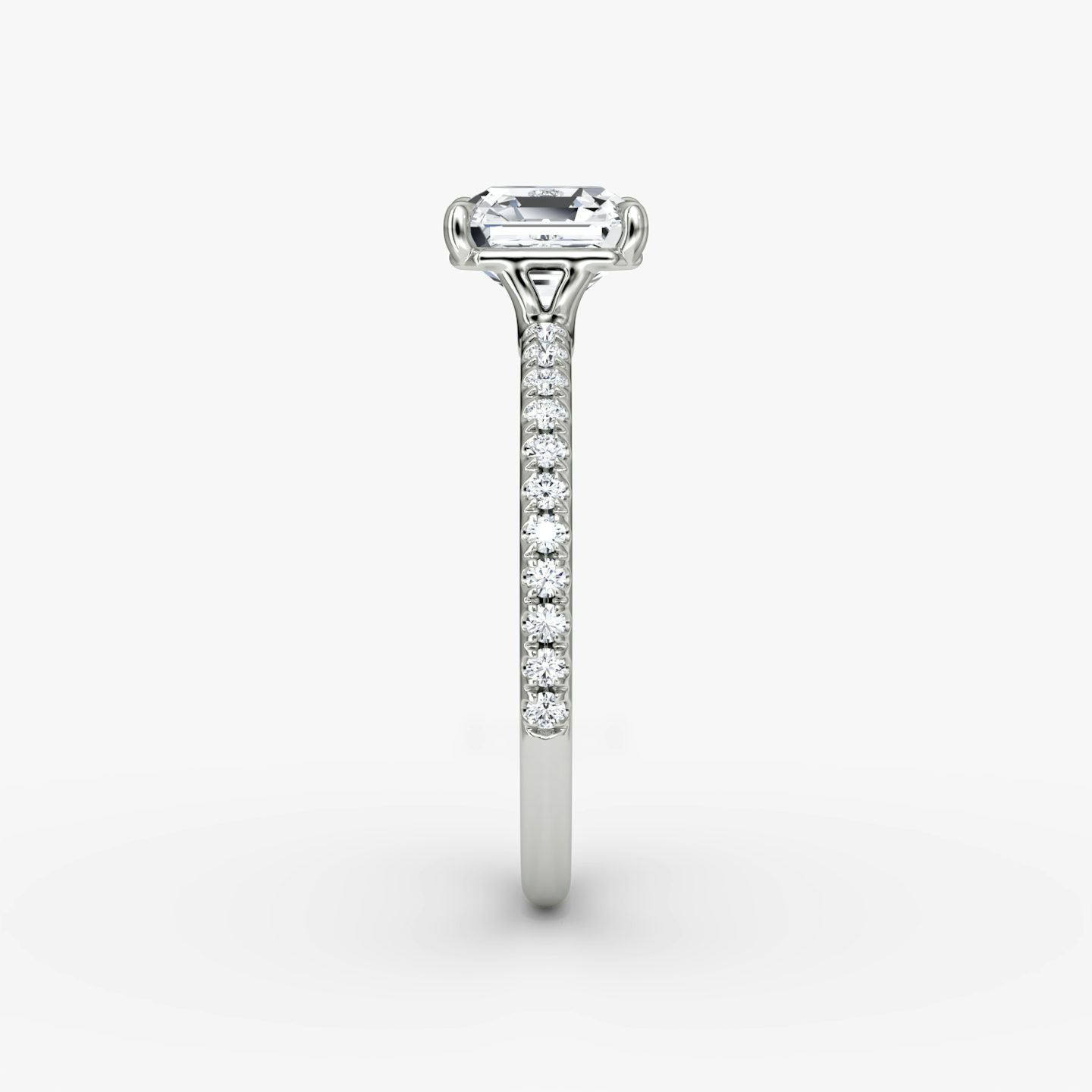 The Signature | Asscher | 18k | 18k White Gold | Band: Pavé | Band width: Standard | Setting style: Plain | Diamond orientation: vertical | Carat weight: See full inventory