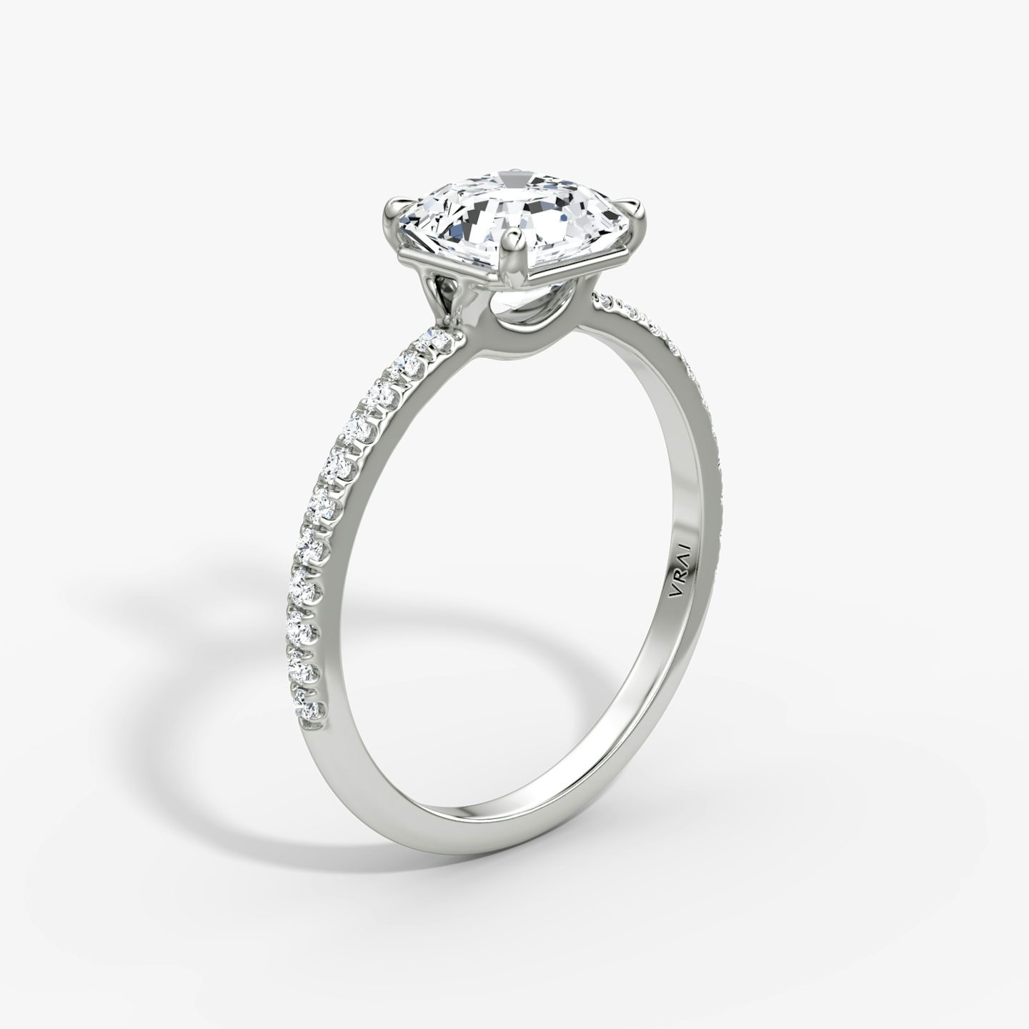The Signature | Asscher | 18k | 18k White Gold | Band width: Standard | Band: Pavé | Setting style: Plain | Diamond orientation: Horizontal | Carat weight: See full inventory