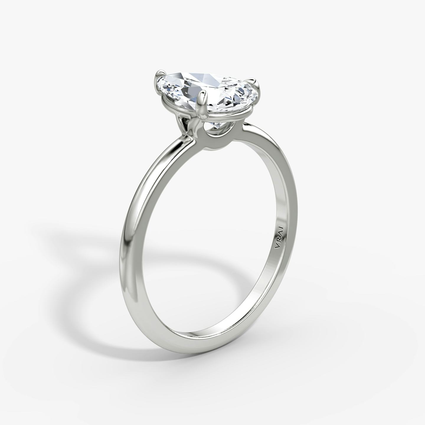 The Signature | Pear | 18k | 18k White Gold | Band width: Standard | Band: Plain | Setting style: Plain | Diamond orientation: vertical | Carat weight: See full inventory