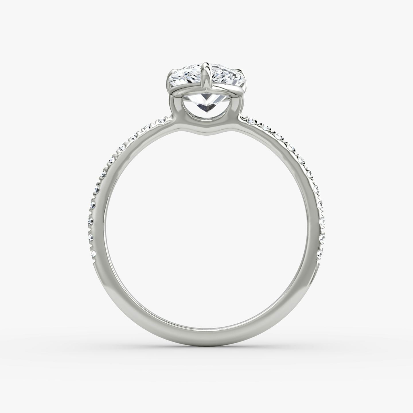 The Signature | Pear | Platinum | Band width: Standard | Band: Pavé | Setting style: Plain | Diamond orientation: vertical | Carat weight: See full inventory