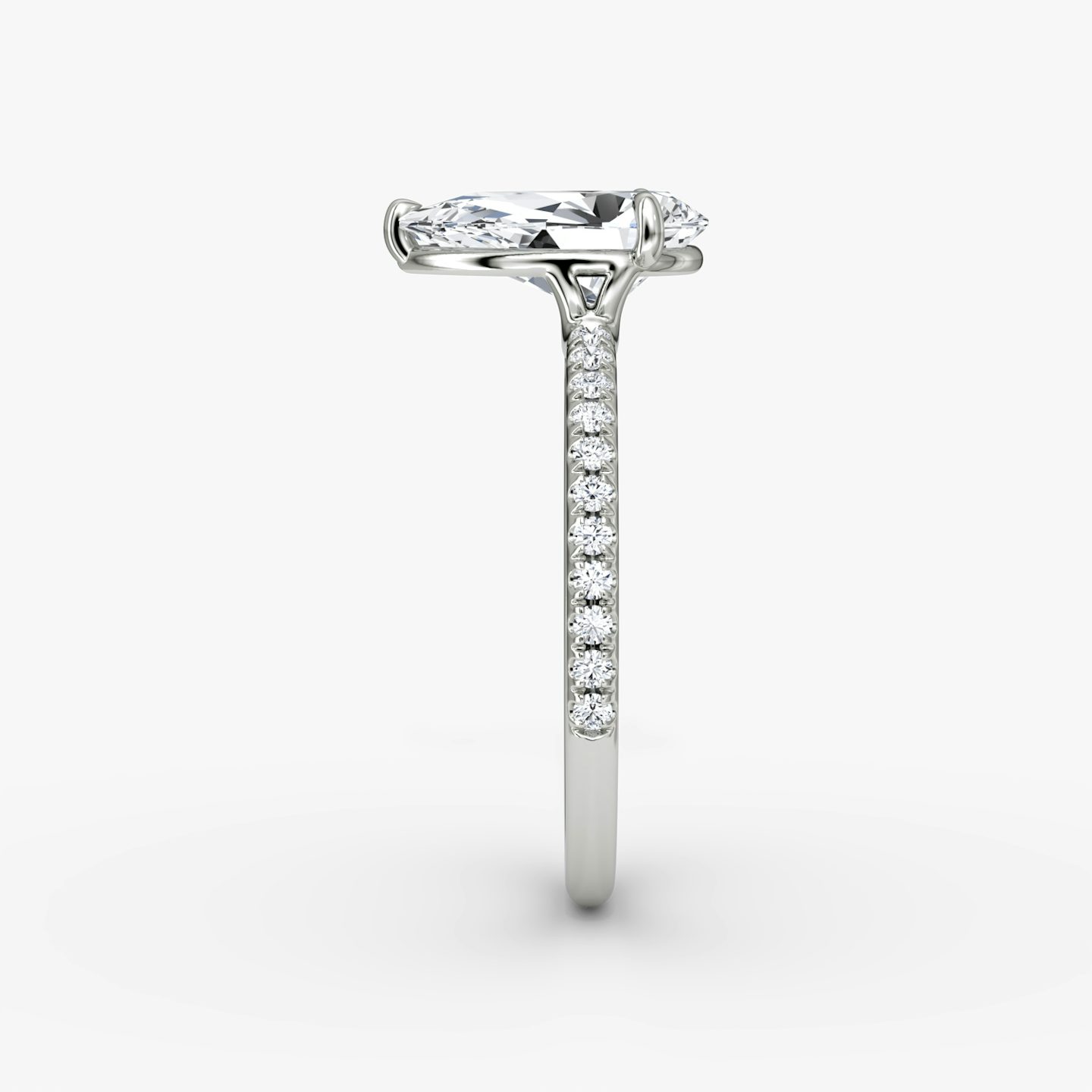 The Signature | Pear | 18k | 18k White Gold | Band: Pavé | Band width: Standard | Setting style: Plain | Diamond orientation: vertical | Carat weight: See full inventory