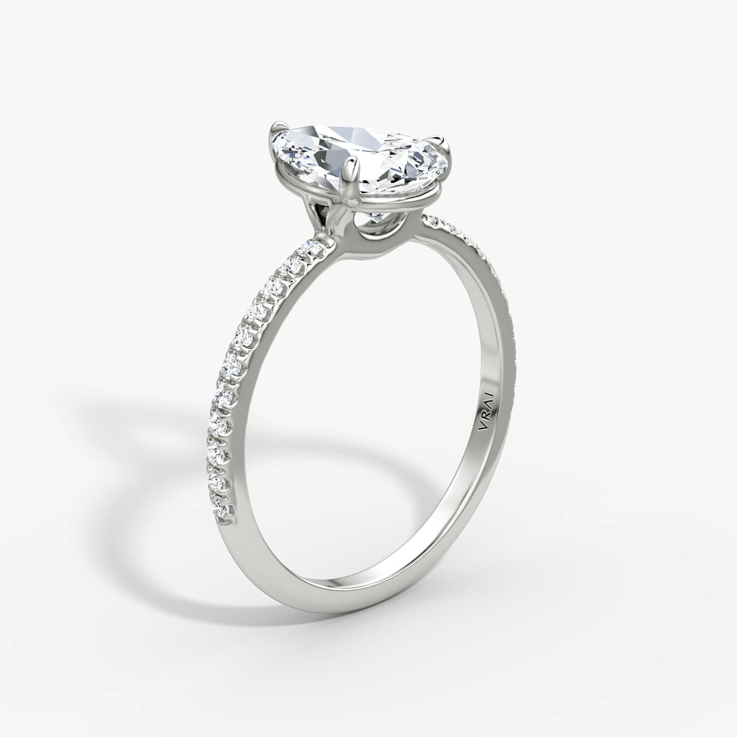 The Signature | Pear | 18k | 18k White Gold | Band width: Standard | Band: Pavé | Setting style: Plain | Diamond orientation: vertical | Carat weight: See full inventory