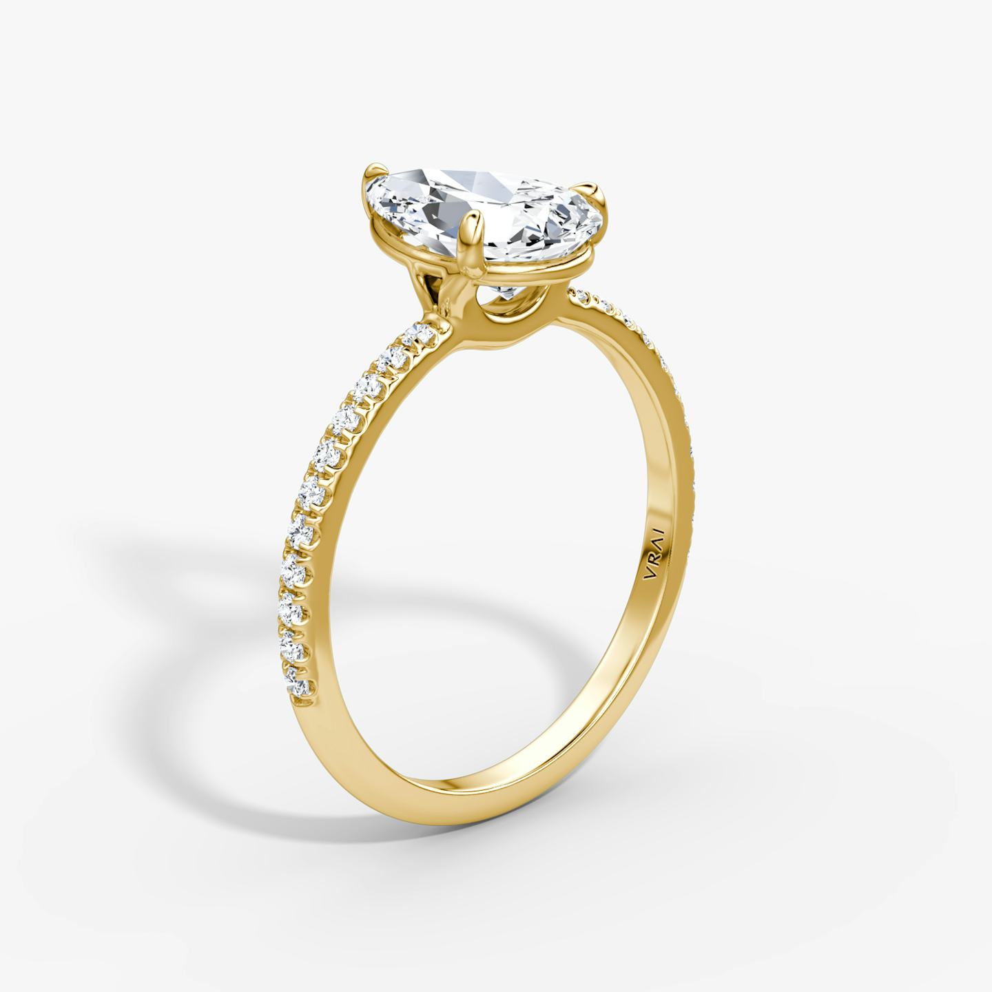 The Signature | Pear | 18k | 18k Yellow Gold | Band width: Standard | Band: Pavé | Setting style: Plain | Diamond orientation: vertical | Carat weight: See full inventory
