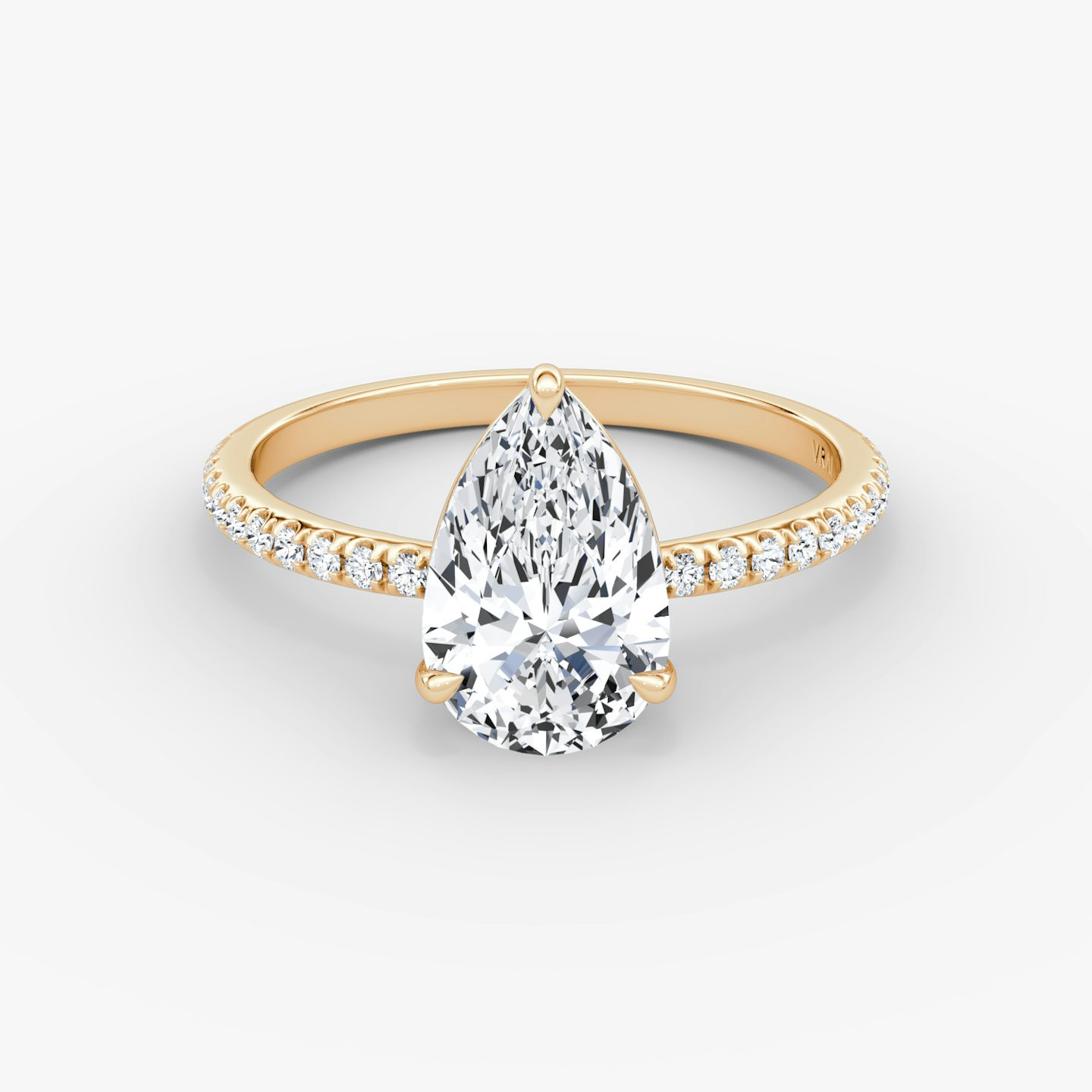 The Signature | Pear | 14k | 14k Rose Gold | Band: Pavé | Band width: Standard | Setting style: Plain | Diamond orientation: vertical | Carat weight: See full inventory