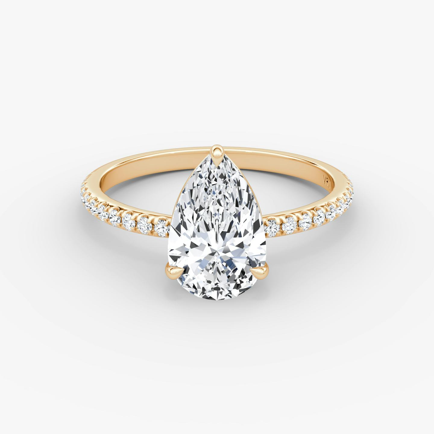 The Signature | Pear | 14k | 14k Rose Gold | Band width: Standard | Band: Pavé | Setting style: Plain | Diamond orientation: vertical | Carat weight: See full inventory