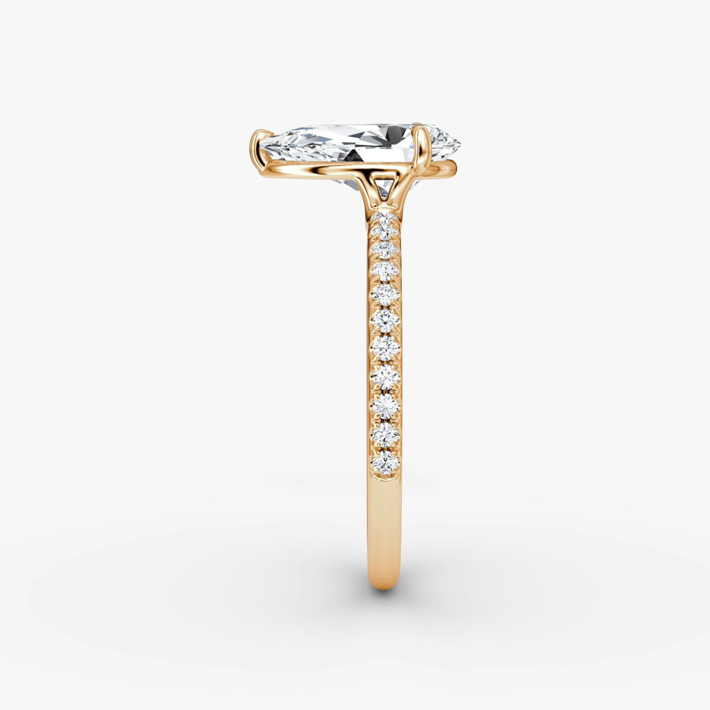 The Signature | Pear | 14k | 14k Rose Gold | Band width: Standard | Band: Pavé | Setting style: Plain | Diamond orientation: vertical | Carat weight: See full inventory