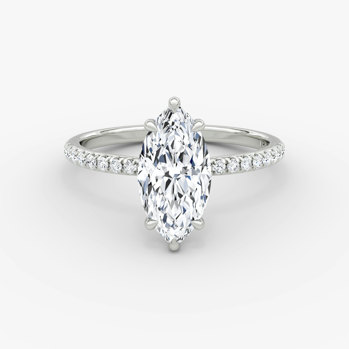The Signature | Pavé Marquise | Platinum | Band: Pavé | Band width: Standard | Setting style: Plain | Diamond orientation: vertical | Carat weight: See full inventory