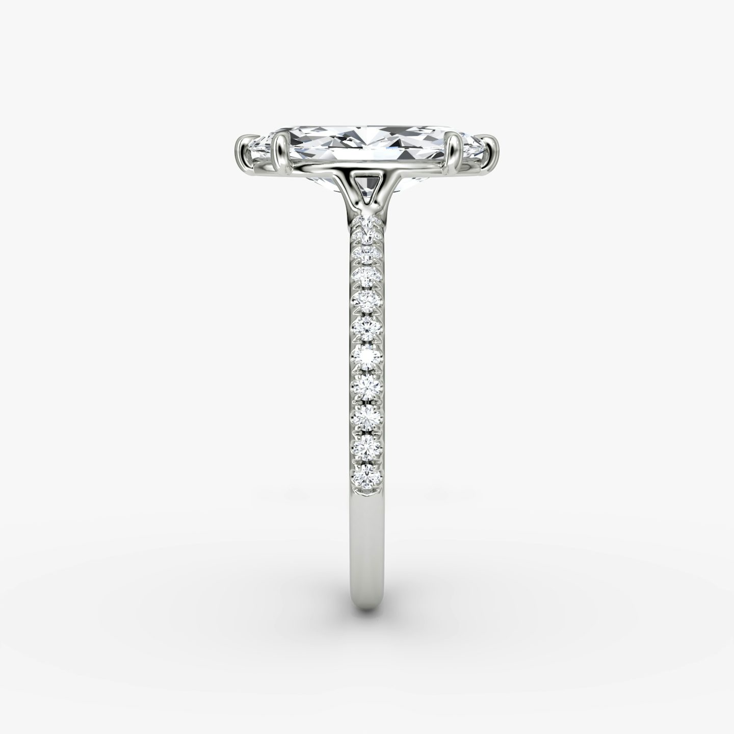 The Signature | Pavé Marquise | Platinum | Band: Pavé | Band width: Standard | Setting style: Plain | Diamond orientation: vertical | Carat weight: See full inventory