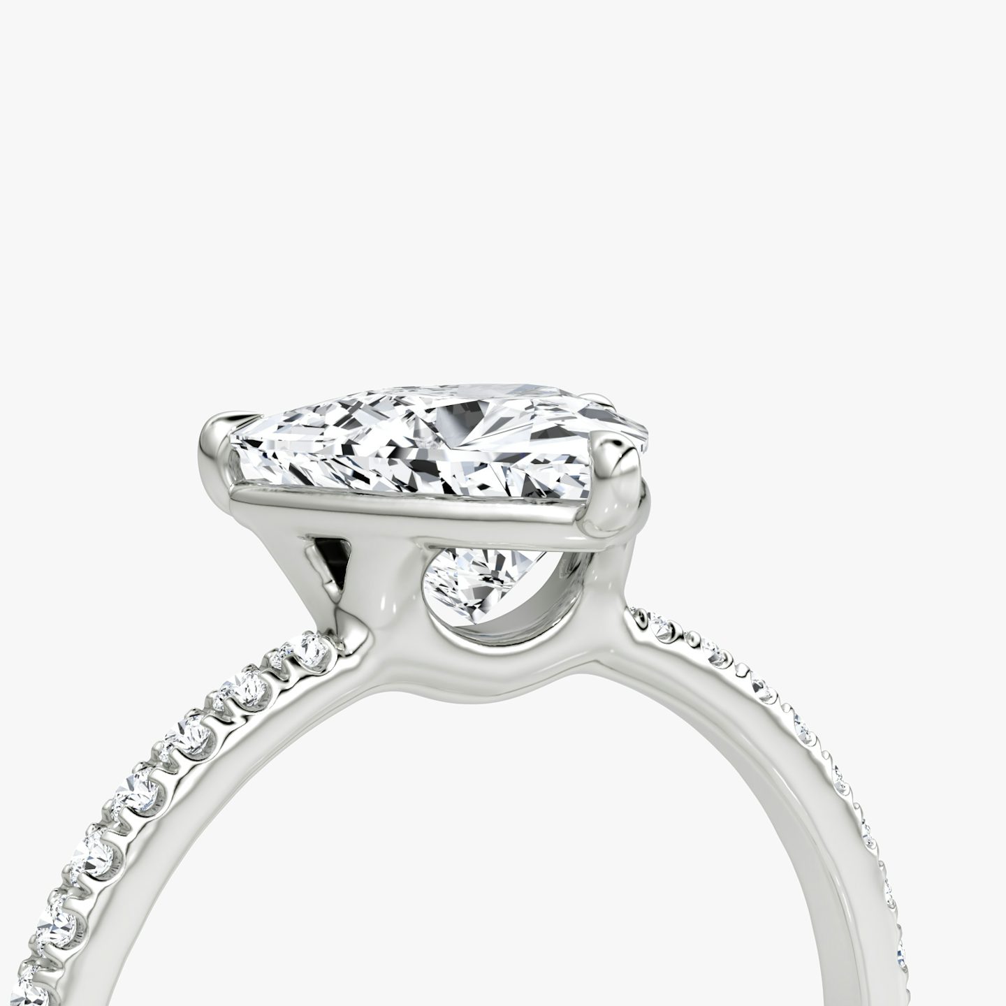 The Signature | Trillion | 18k | 18k White Gold | Band width: Standard | Band: Pavé | Setting style: Plain | Diamond orientation: vertical | Carat weight: See full inventory
