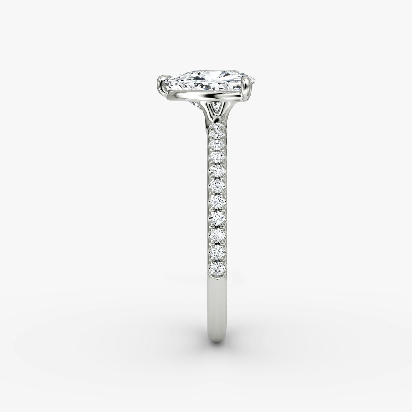 The Signature | Trillion | Platinum | Band width: Standard | Band: Pavé | Setting style: Plain | Diamond orientation: vertical | Carat weight: See full inventory