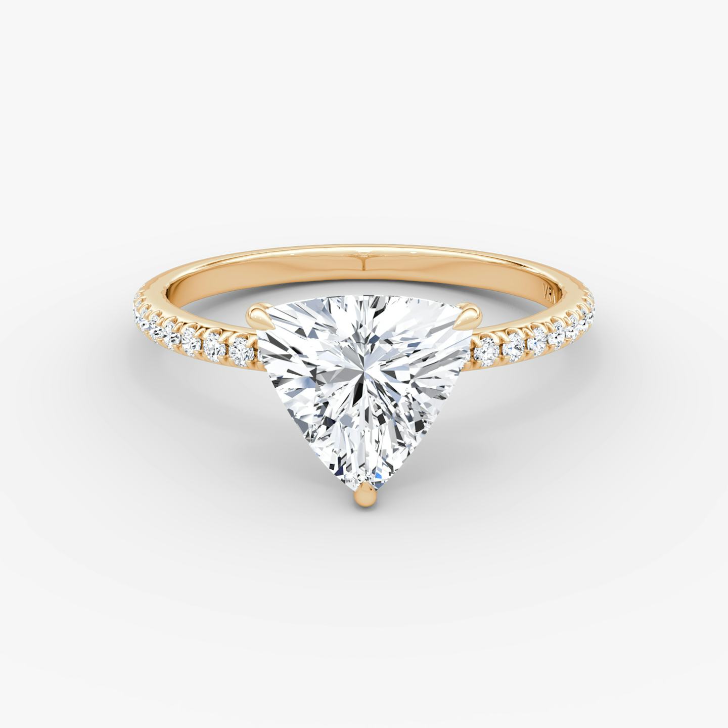 The Signature | Trillion | 14k | 14k Rose Gold | Band width: Standard | Band: Pavé | Setting style: Plain | Diamond orientation: vertical | Carat weight: See full inventory
