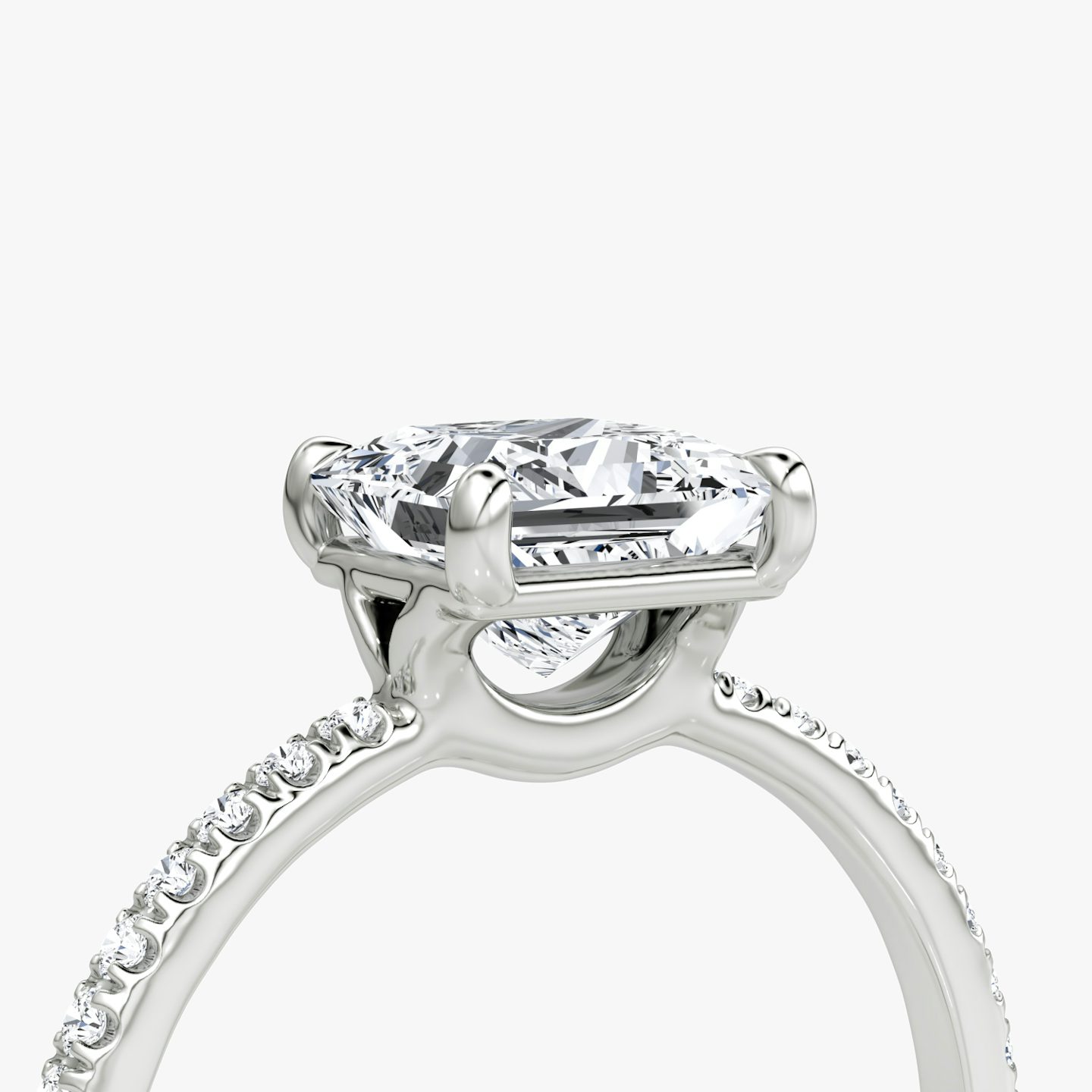 The Signature | Princess | Platinum | Band: Pavé | Band width: Standard | Setting style: Plain | Diamond orientation: vertical | Carat weight: See full inventory