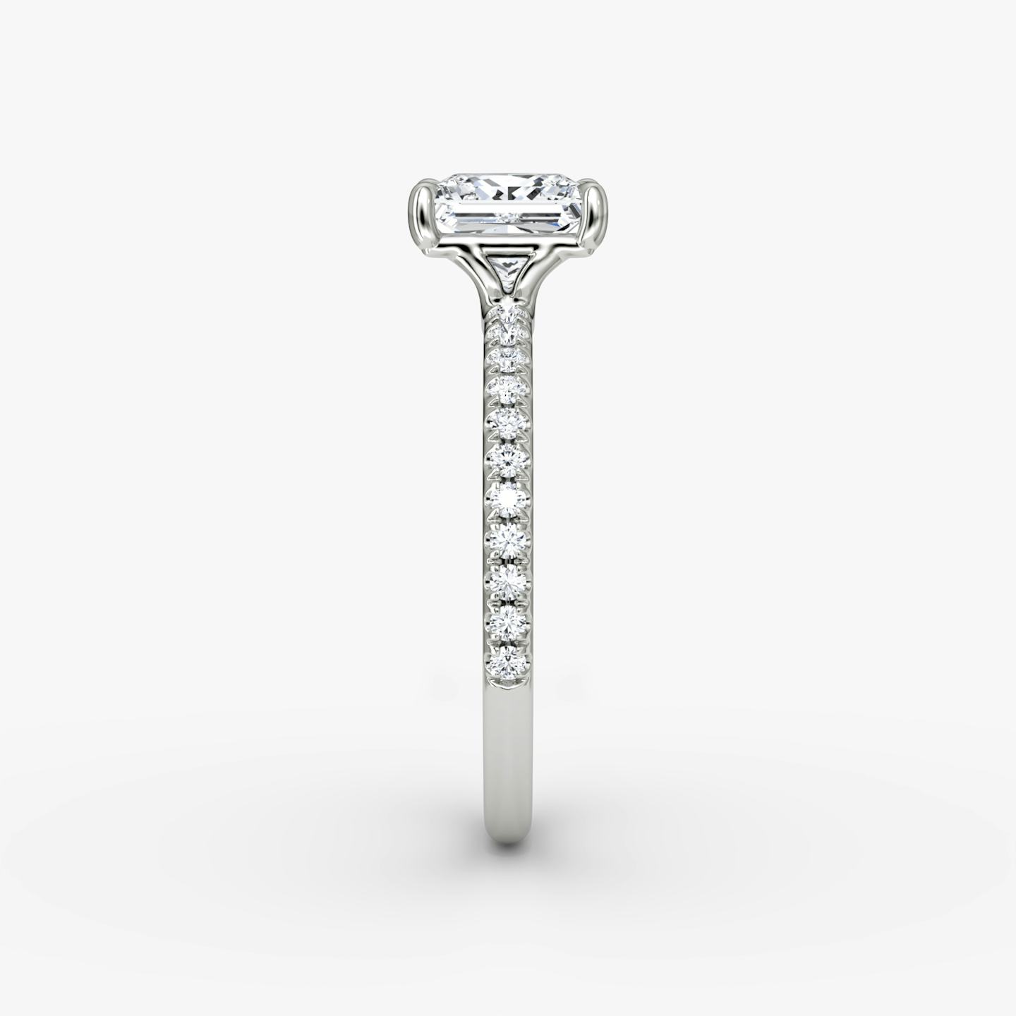 The Signature | Princess | Platinum | Band width: Standard | Band: Pavé | Setting style: Plain | Diamond orientation: vertical | Carat weight: See full inventory