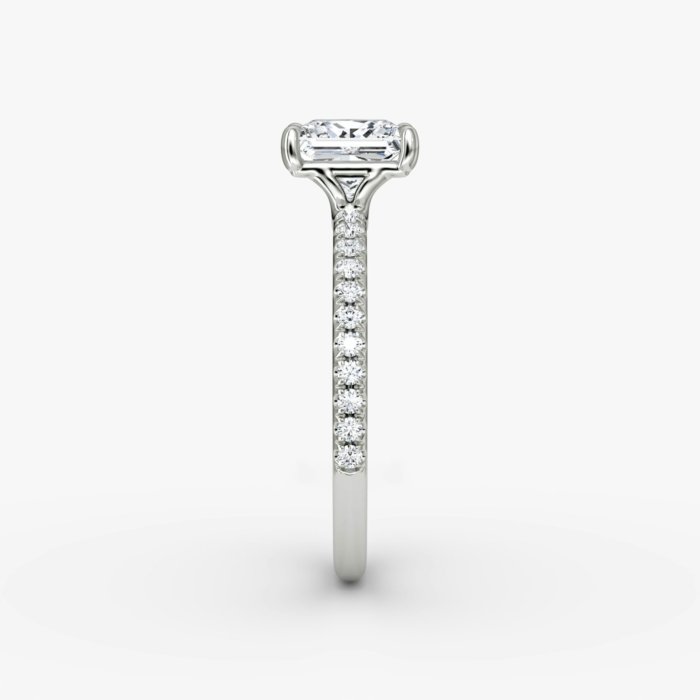The Signature | Princess | 18k | 18k White Gold | Band width: Standard | Band: Pavé | Setting style: Plain | Diamond orientation: vertical | Carat weight: See full inventory