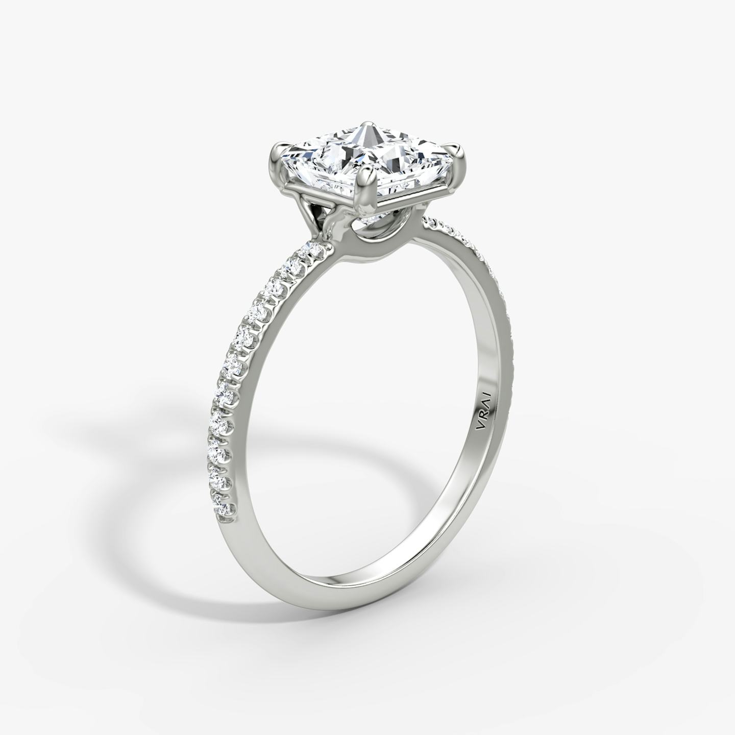 The Signature | Princess | 18k | 18k White Gold | Band width: Standard | Band: Pavé | Setting style: Plain | Diamond orientation: vertical | Carat weight: See full inventory