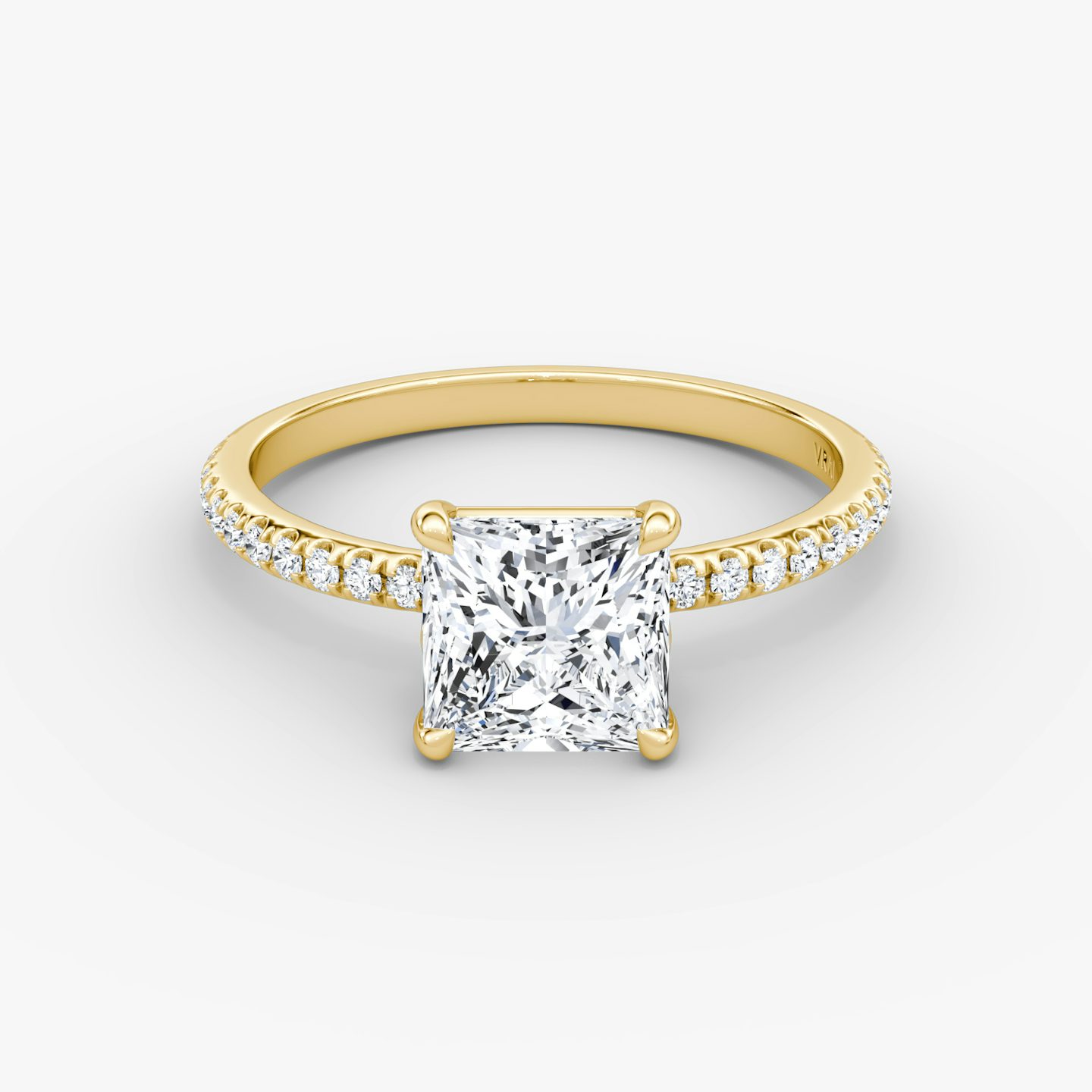 The Signature | Princess | 18k | 18k Yellow Gold | Band: Pavé | Band width: Standard | Setting style: Plain | Diamond orientation: vertical | Carat weight: See full inventory
