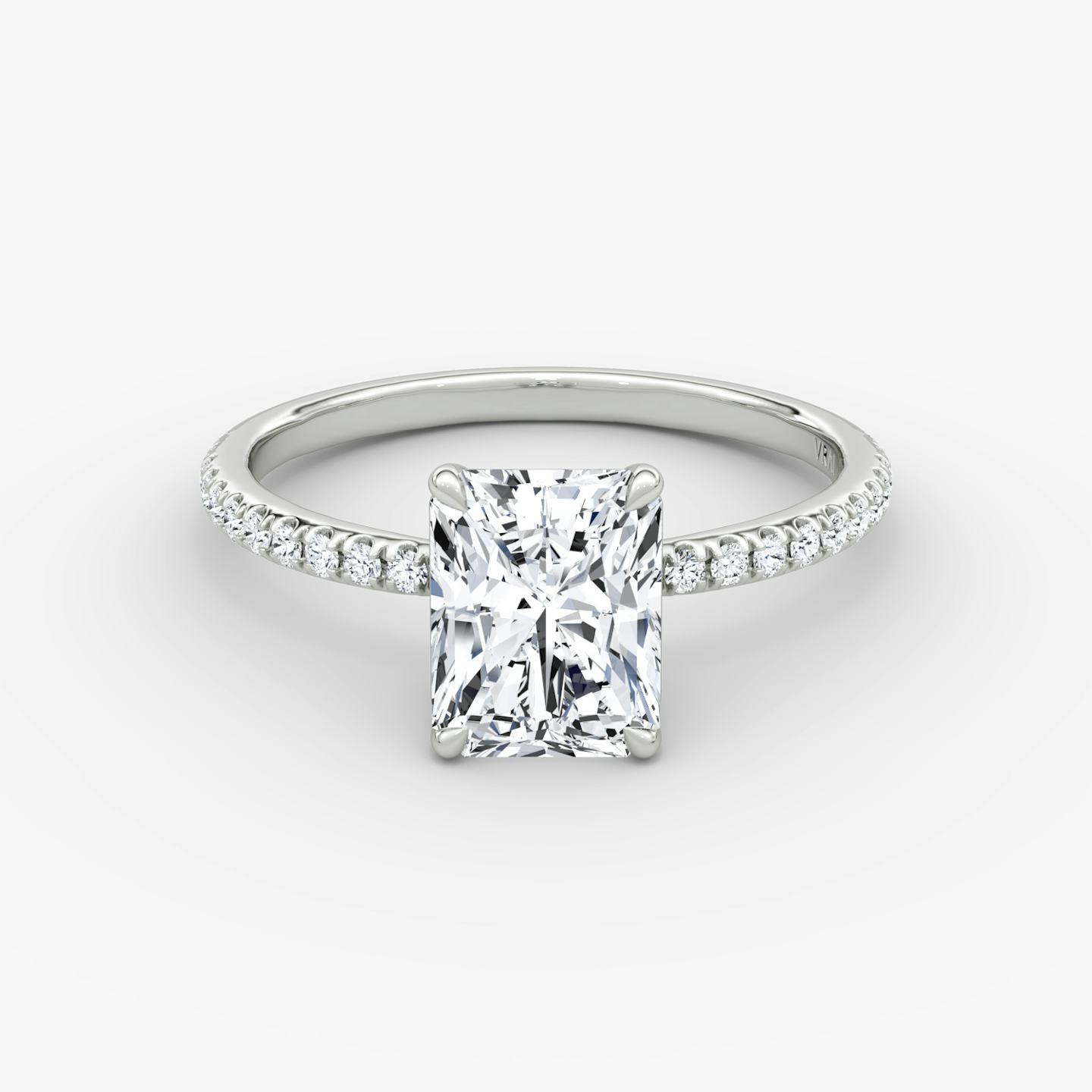 The Signature | Radiant | 18k | 18k White Gold | Band width: Standard | Band: Pavé | Setting style: Plain | Diamond orientation: vertical | Carat weight: See full inventory