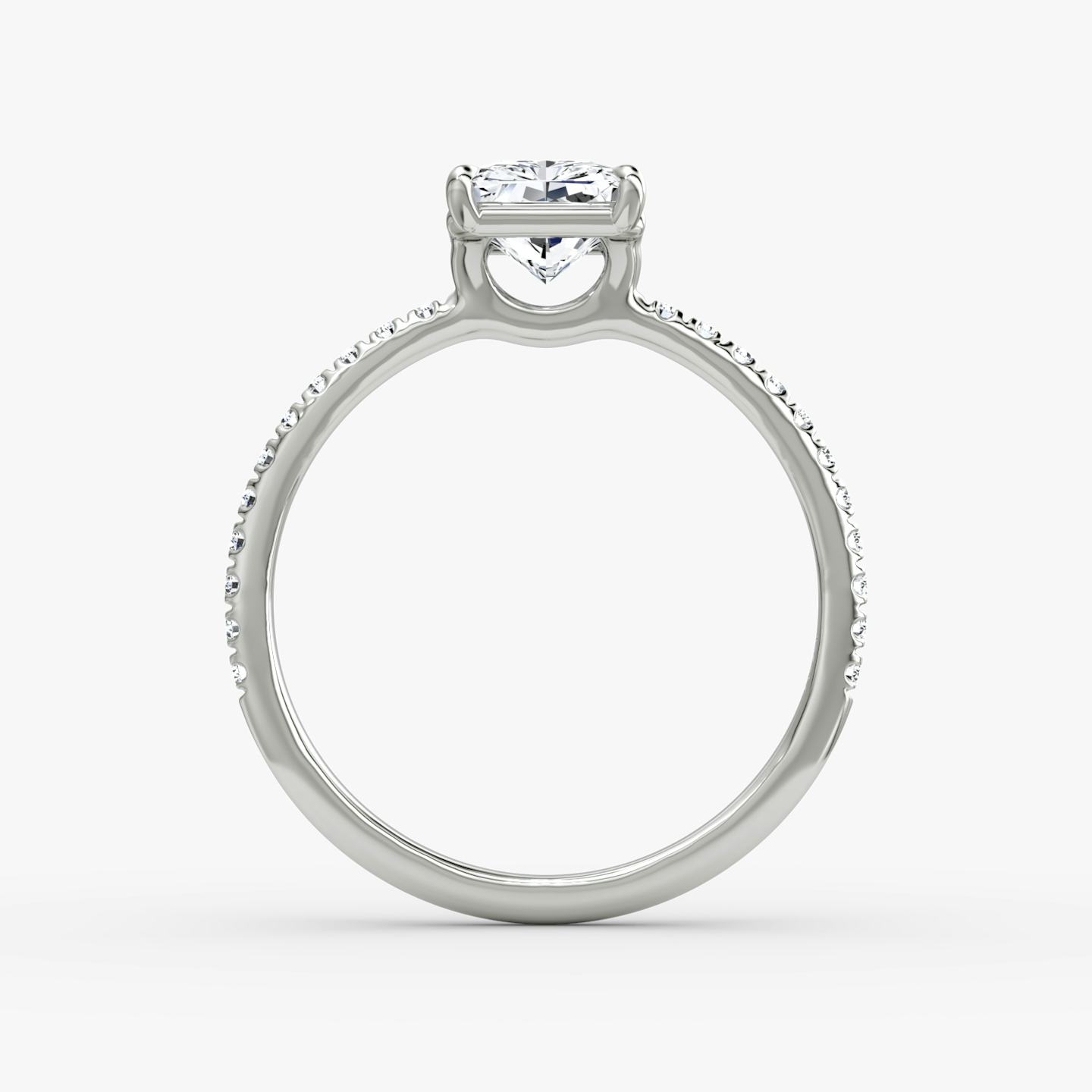 The Signature | Radiant | Platinum | Band width: Standard | Band: Pavé | Setting style: Plain | Diamond orientation: vertical | Carat weight: See full inventory